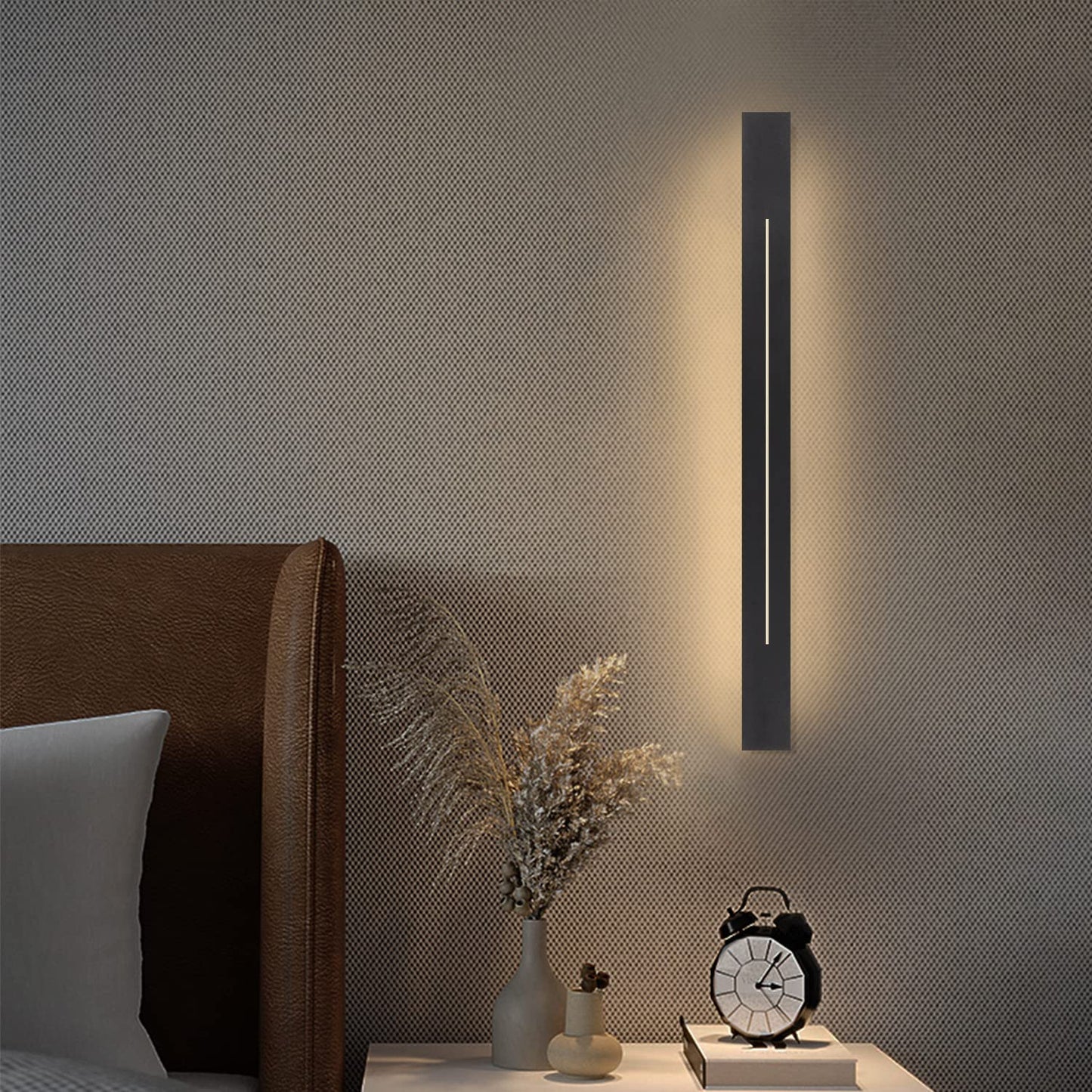 ZMH Wandlampe LED Wandleuchte Innen - Flurlampe Modern 60CM Wohnzimmerlampe 20W Flur Schlafzimmerlampe Schwarz Warmwei? Bettlampe Schlafzimmer Wandbeleuchtung f¨¹r Treppenhaus Wohnzimmer Kinderzimmer