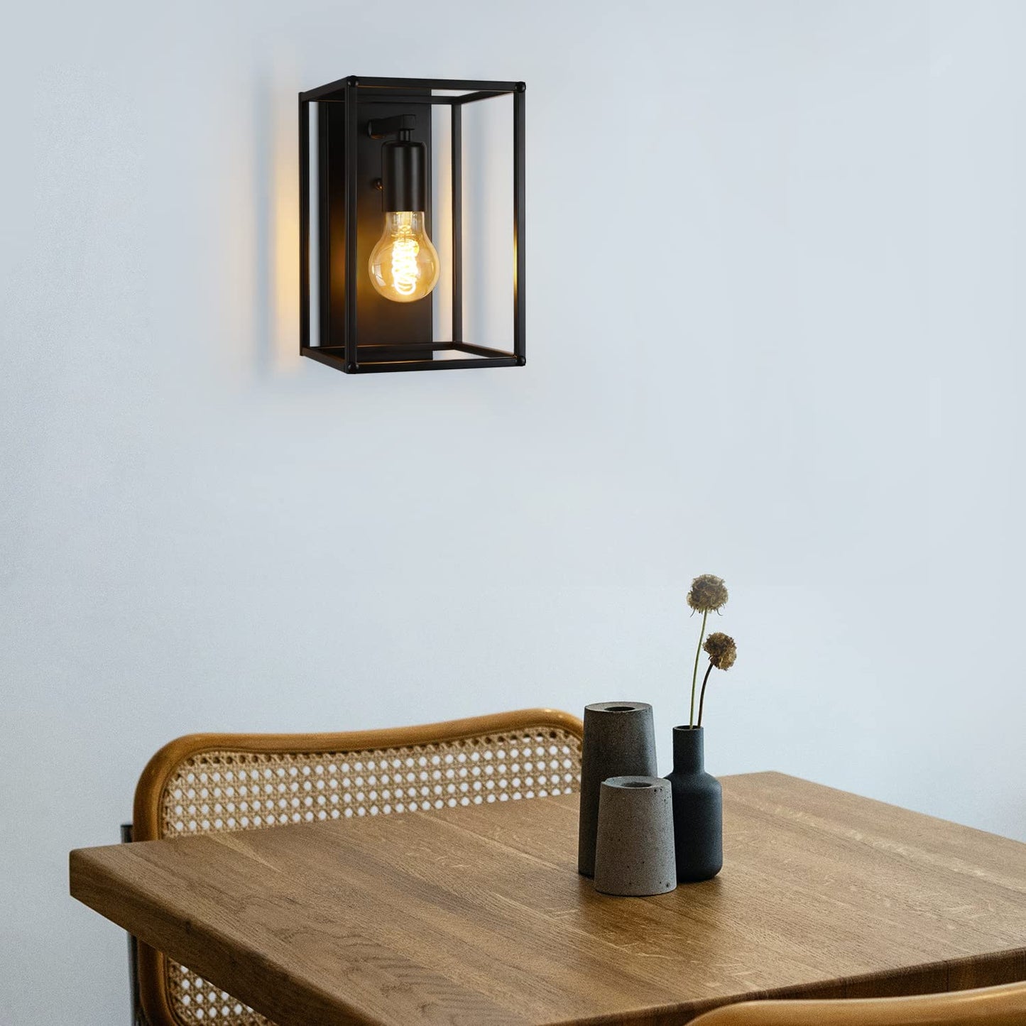ZMH Wandleuchte Innen Wandlampe Schwarz - Wandbeleuchtung Vintage Schlafzimmer Treppenhaus Beleuchtung Retro Flurlampe E27 Metall Industrial Style f¨¹r Wohnzimmer K¨¹che - Ohne Leuchtmittel