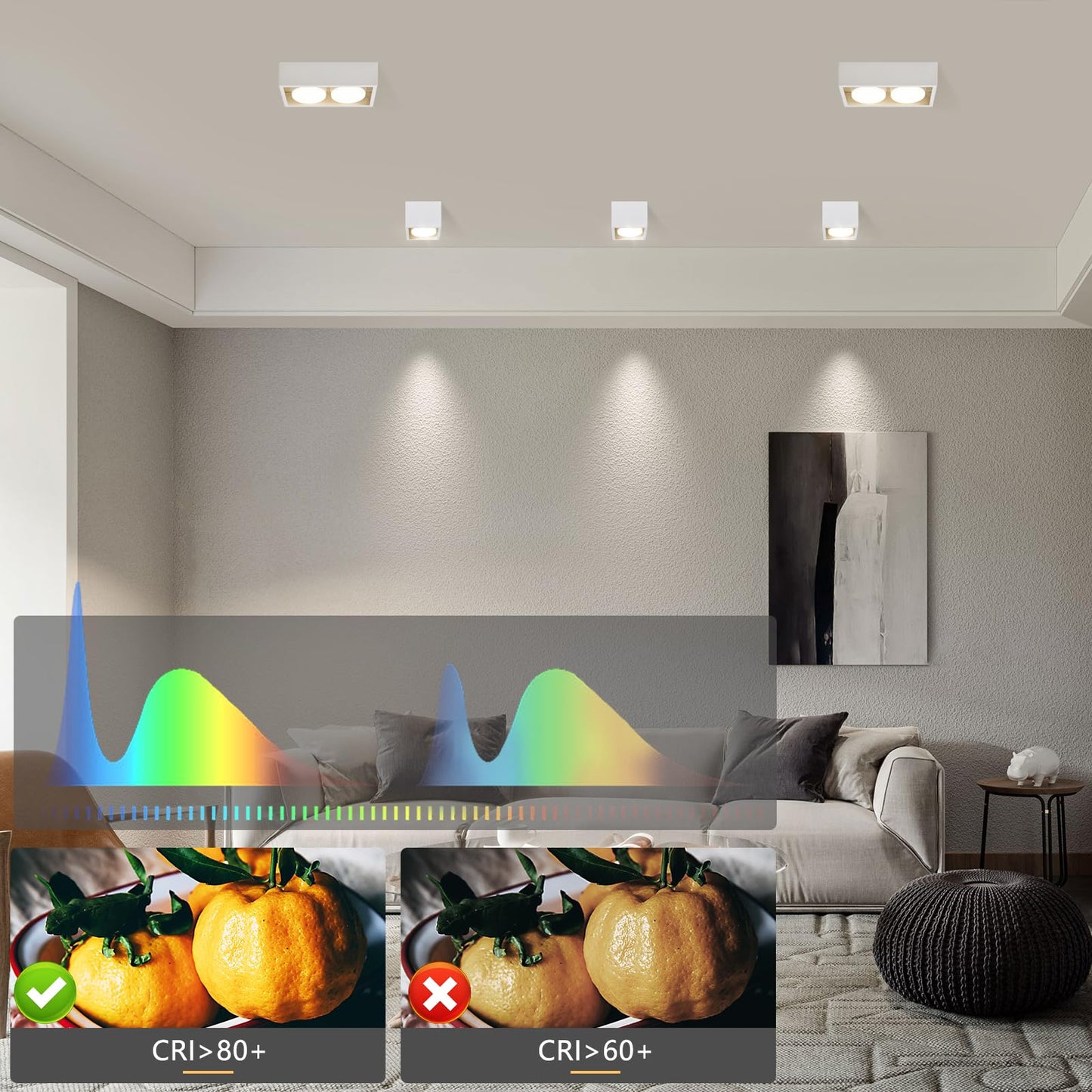 ZMH Aufbauspot LED Deckenspots - Aufbaustrahler Wei? Deckenstrahler mit 2 Flammig GX53 Schwenkbar Modern Eckig Spots Aufputz Deckenleuchte 2x5W Warmwei? Aufbauleuchte f¨¹r K¨¹che Wohnzimmer