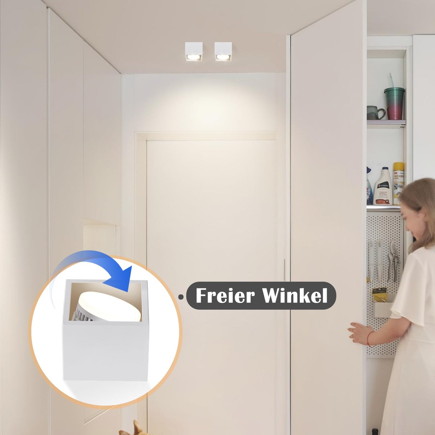 ZMH Deckenspots LED Wei? Aufbaustrahler - Spots Deckenleuchte Aufputz Warmwei? Deckenstrahler Eckig GX53 Spotleuchte 5W Flach Aufbauspot Schwenkbar f¨¹r K¨¹che Wohnzimmer Esszimmer Korridor Flur