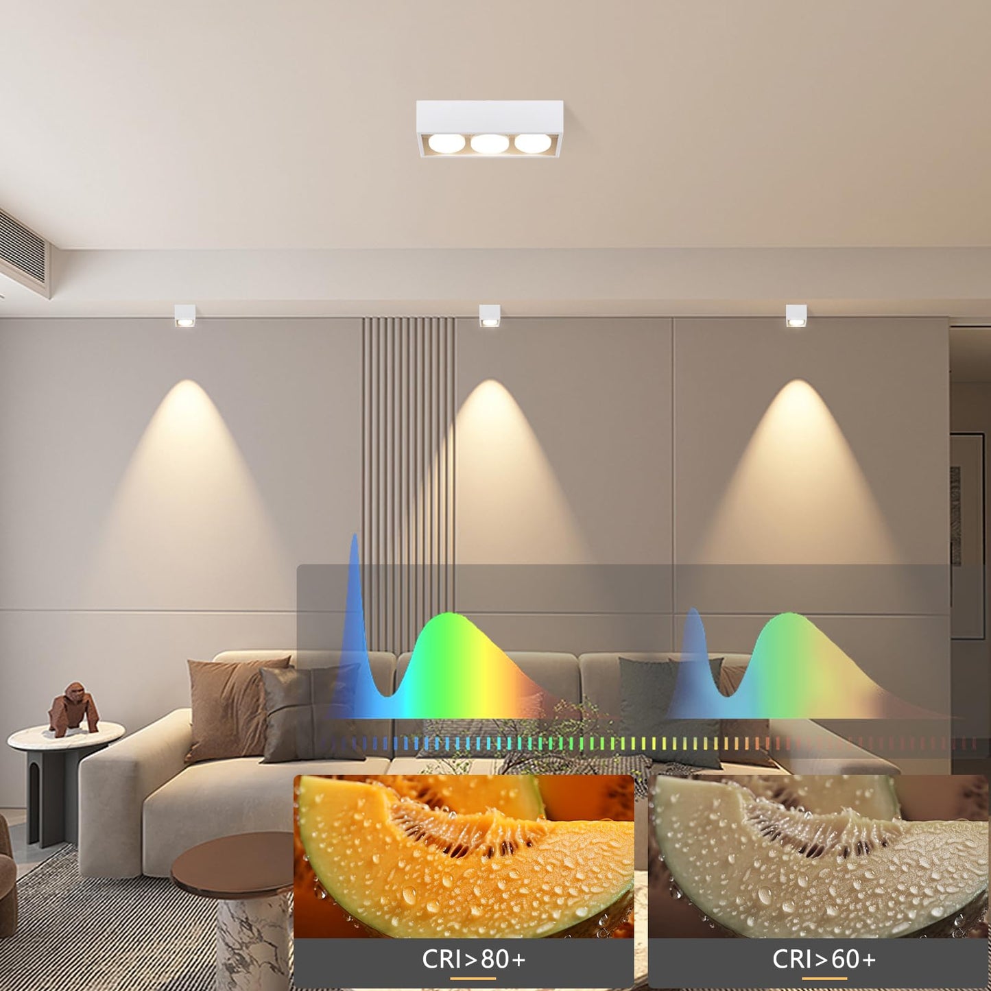 ZMH Deckenleuchte Aufputz LED Deckenspots - Wei? Deckenstrahler Modern Aufbaustrahler mit 3 Flammig Schwenkbar Aufbauspot Eckig Warmwei? 3x5W GX53 f¨¹r K¨¹che Wohnzimmer Esszimmer Schlafzimmer Flur