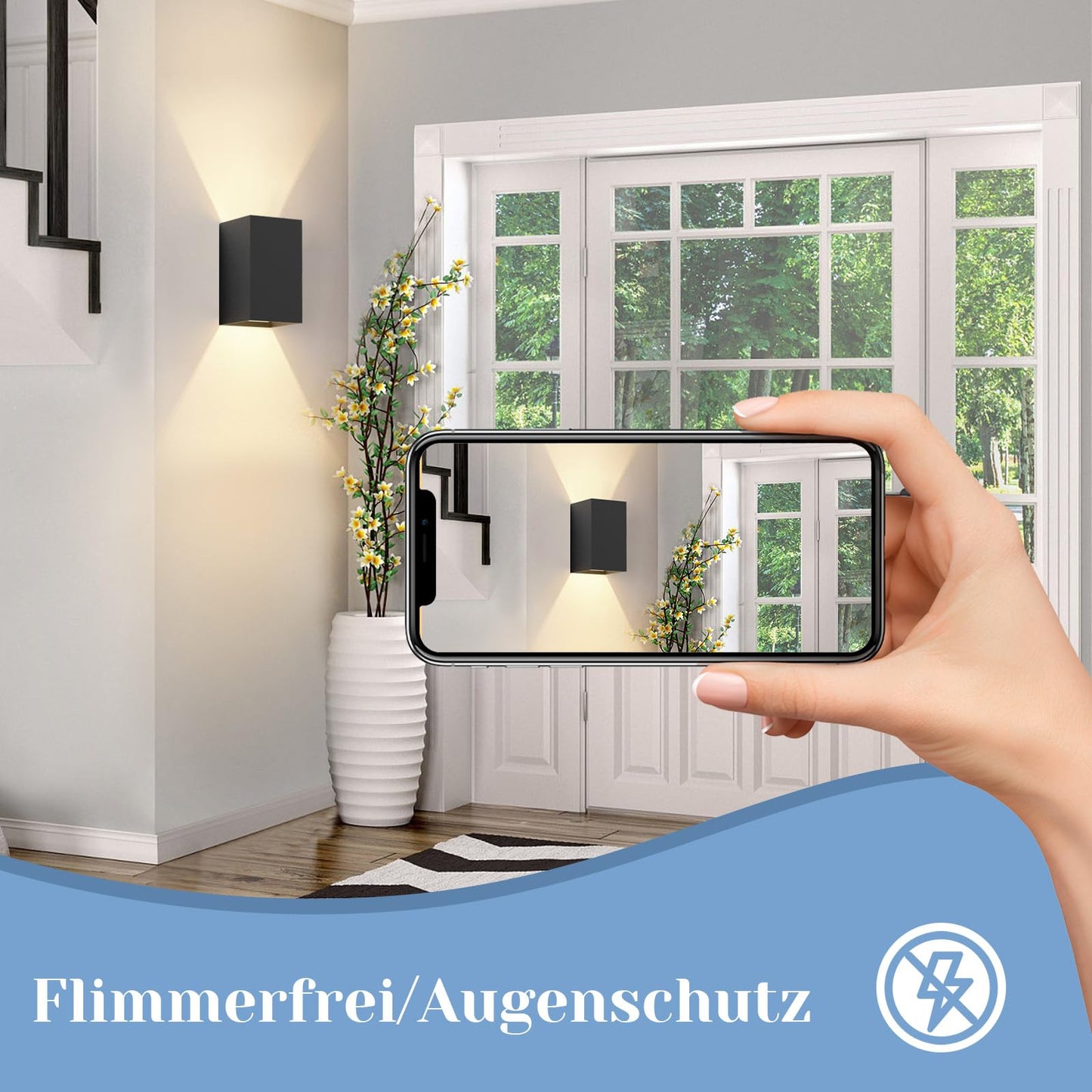 ZMH Wandleuchte aussen LED Wandlampe innen: Aussenlampe Wand Au?enwandleuchten Schwarz Wandbeleuchtung Au?enlampe Hauswand 5W IP65 Warmwei? 3000K Wandstrahler Up Down Au?enleuchte f¨¹r Garten