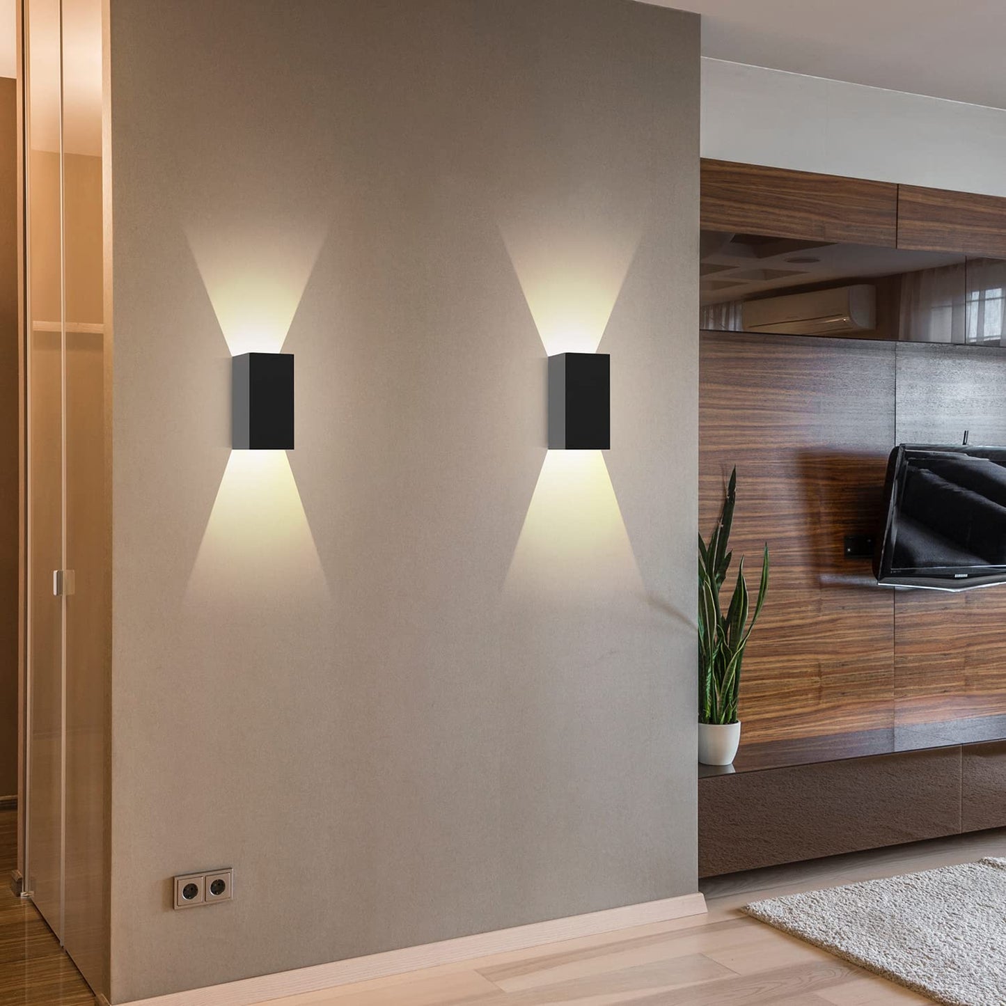 ZMH LED Wandleuchte Innen Wandlampe - 2ER Au?enwandleuchten Schwarz Wandbeleuchtung Aussen Aussenlampe 5W Au?enlampe Up Down Wandstrahler IP65 Au?enleuchte 3000K Warmwei? f¨¹r Hauswand Garten