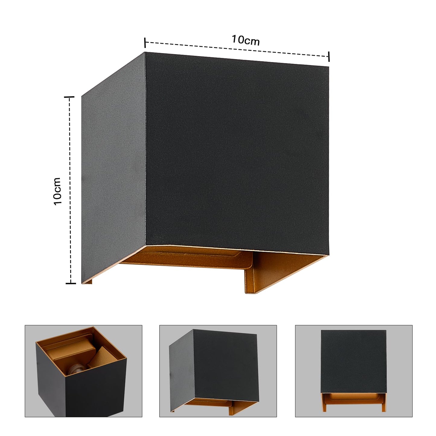 ZMH LED Wandleuchte Innen Wandlampe - 2ER Au?enwandleuchten Schwarz Gold Wandbeleuchtung Aussen Aussenlampe Up Down IP65 Wandstrahler 3000K Warmwei? Au?enleuchte G9 f¨¹r Hauswand Treppenhaus Flur