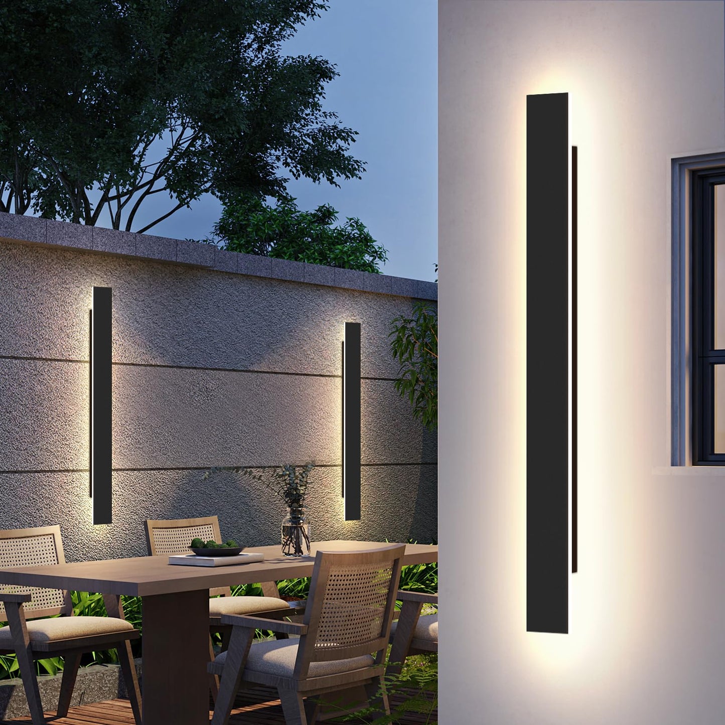 ZMH Wandlampe LED Wandleuchte Aussen: 100CM Au?enlampe 26W 4000K Au?enleuchte Wand Modern Schwarz Au?enwandleuchte IP65 Wasserdicht Lang Flurlampe Innen f¨¹r Badezimmer Flur Treppenhaus Hauswand