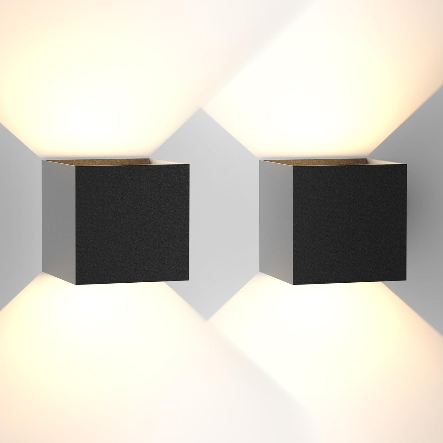 ZMH LED Wandleuchte Innen Wandlampe - 2ER Au?enwandleuchten Schwarz Wandbeleuchtung Aussen 5W Aussenlampe Up Down Wandstrahler IP65 Au?enbeleuchtung 3000K Warmwei? f¨¹r Hauswand Treppenhaus