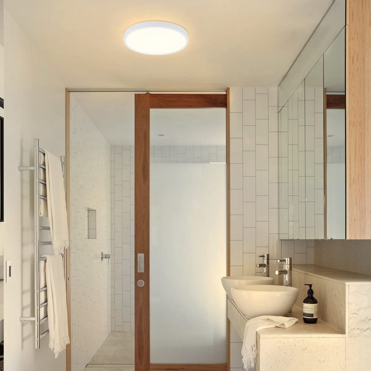 ZMH Deckenlampe LED Deckenleuchte Flach - Flurlampe 8W Badlampe Rund Flur Deckenbeleuchtung Warmewei? Schlafzimmerlampe Klein Badezimmerlampe IP44 K¨¹chenlampe ?17cm f¨¹r Schlafzimmer Badezimmer K¨¹che