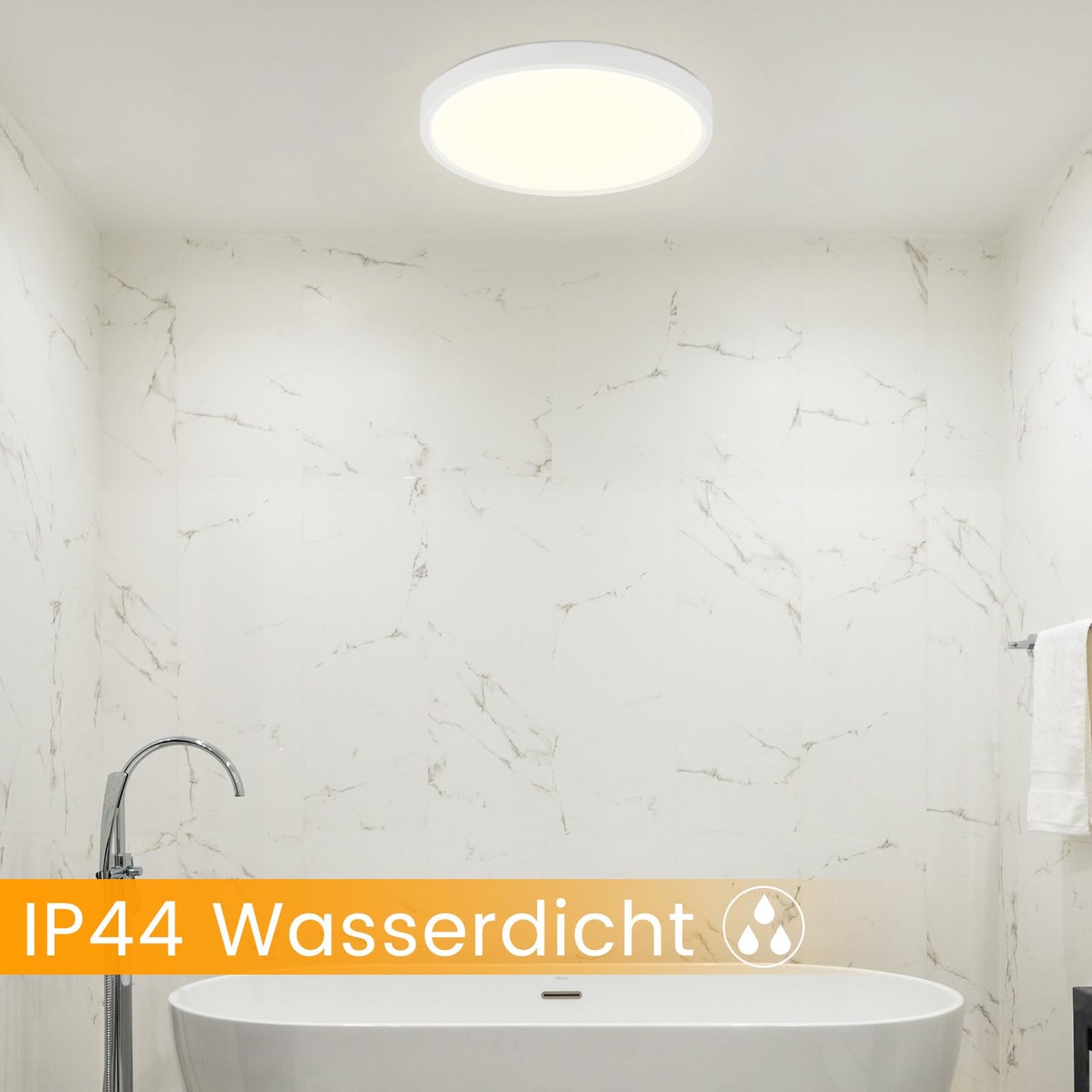 ZMH Deckenlampe LED Deckenleuchte Badezimmer - ?30cm Schlafzimmerlampe Flach K¨¹chenlampe 4000K Badezimmerlampe 18W Schlafzimmer Deckenbeleuchtung Badlampe IP44 Flurlampe Rund f¨¹r K¨¹che Flur Bad