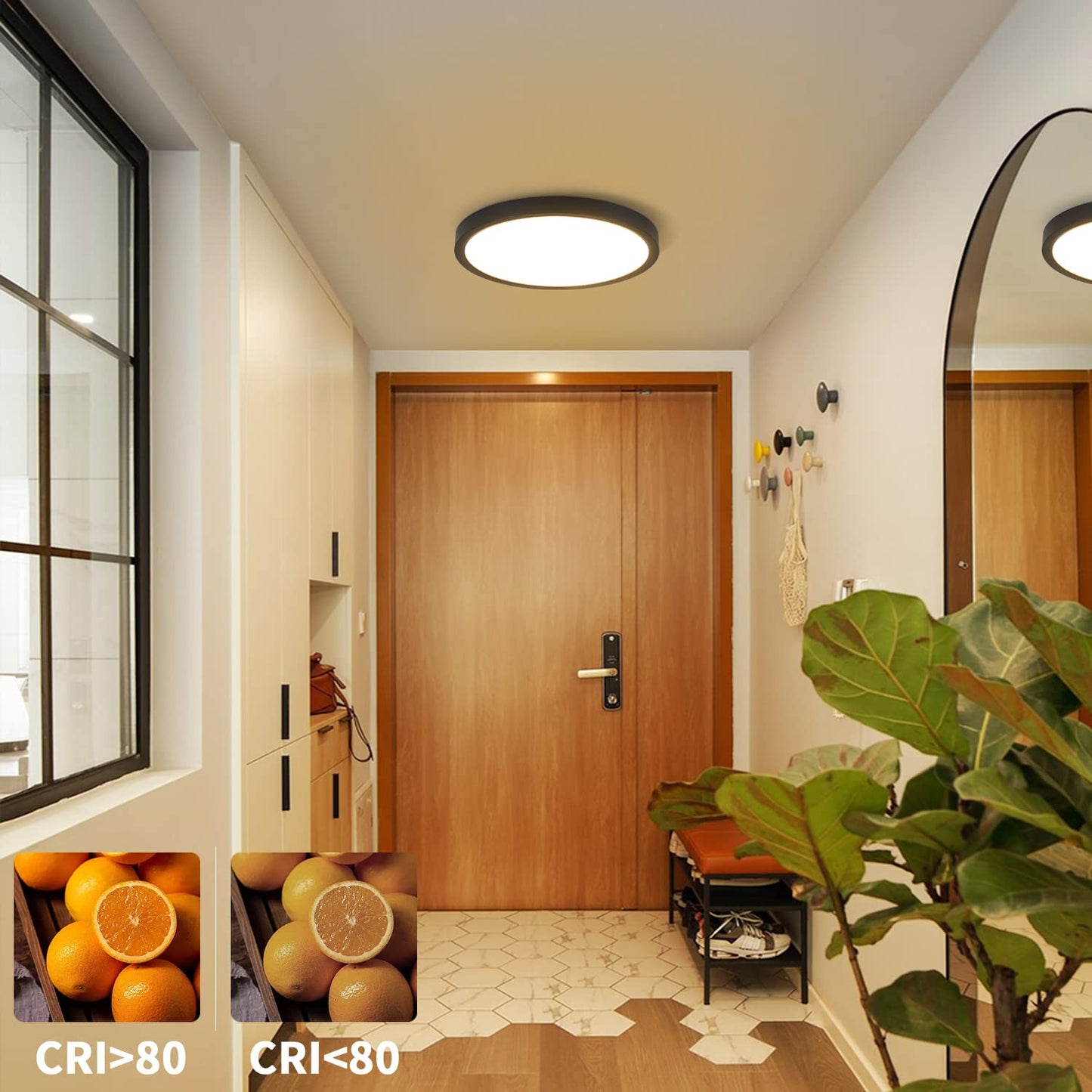 ZMH Deckenlampe LED Deckenleuchte Flach - Schlafzimmerlampe ?22cm Badezimmerlampe Schwarz 15W Schlafzimmer Deckenbeleuchtung Badlampe IP44 K¨¹chenlampe Rund Flurlampe Warmwei? f¨¹r Badezimmer K¨¹che Flur