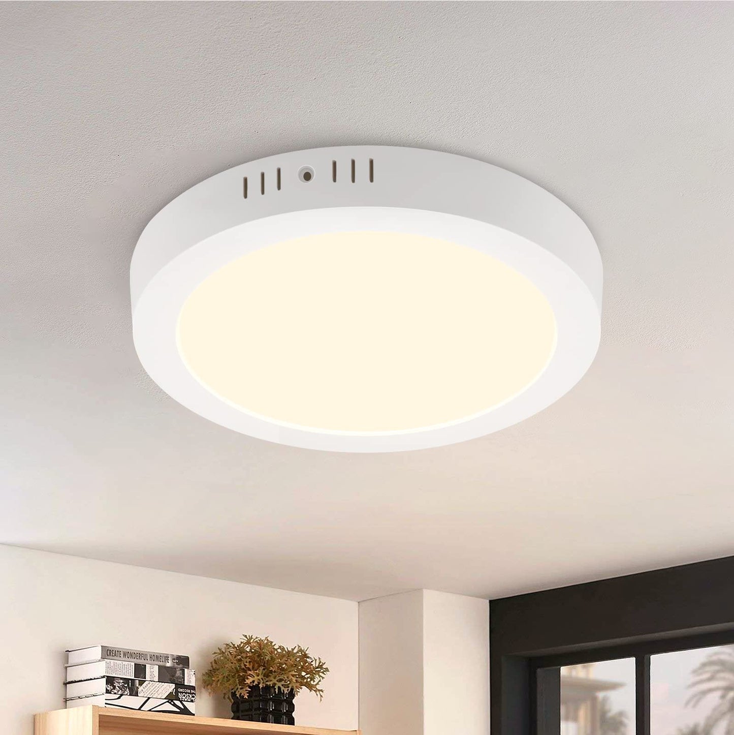 ZMH LED Deckenleuchte Rund Flurlampe 18W - LEDeckenlampe Flach 3000K Modern Badezimmerlampe Wei? IP44 Wasserfest Warmwei? ?23CM f¨¹r K¨¹che B¨¹ro Wohnzimmer Kinderzimmer Schlafzimmer