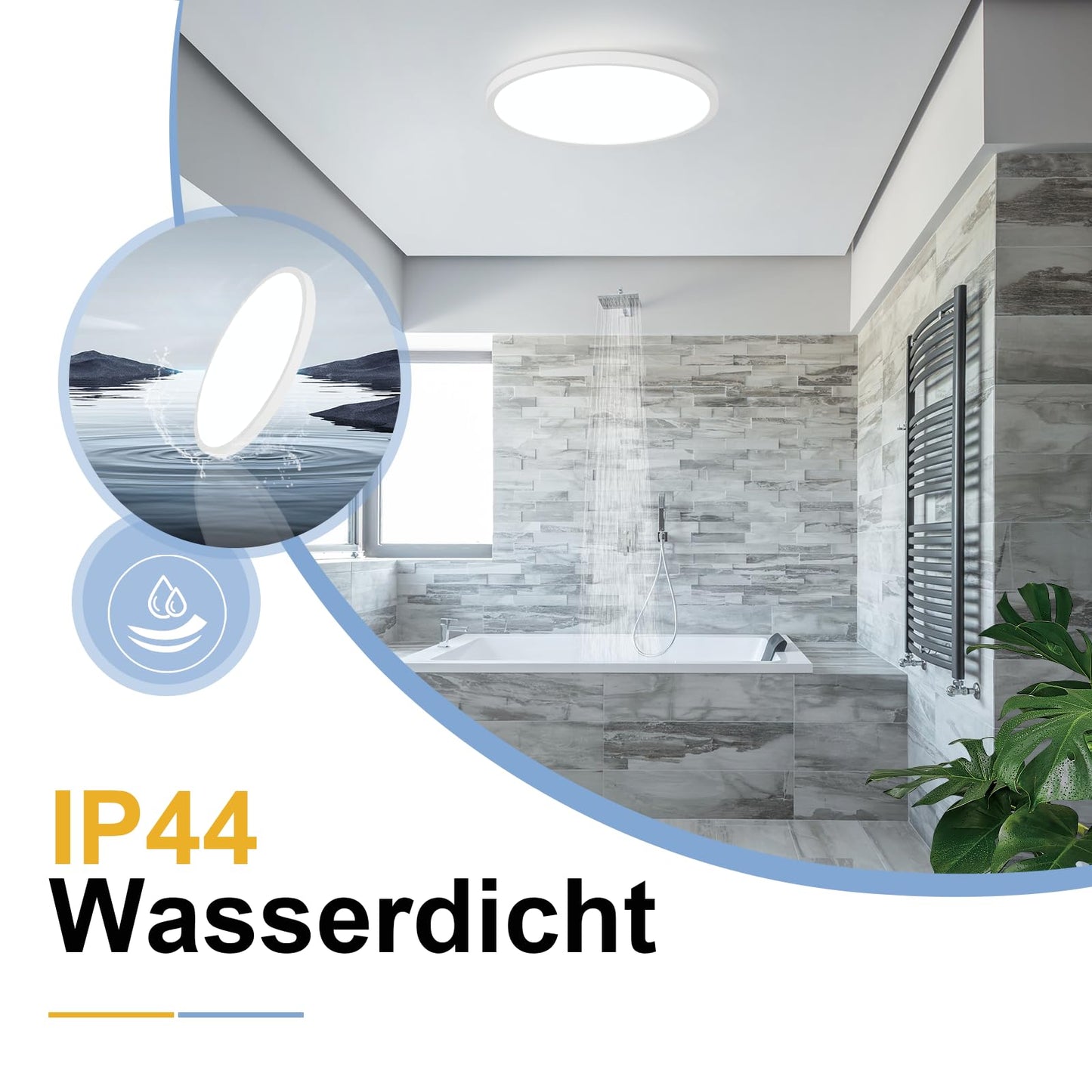 ZMH Deckenlampe LED Deckenleuchte Badezimmer - ?30cm Badezimmerlampe Flach Schlafzimmerlampe Rund K¨¹chenlampe 18W Schlafzimmer Deckenbeleuchtung Flurlampe Kaltwei? Badlampe IP44 f¨¹r K¨¹che Flur Bad