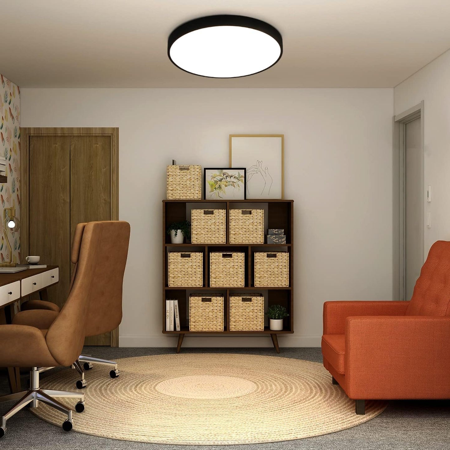 ZMH LED Deckenleuchte Schwarz Deckenlampe - Flach K¨¹chenlampe IP44 Wasserdicht Badlampe Rund ?28cm Flurlampe 17W Modern f¨¹r Wohnzimmer Schlafzimmer Bad Flur K¨¹che Kinderzimmer Eingang