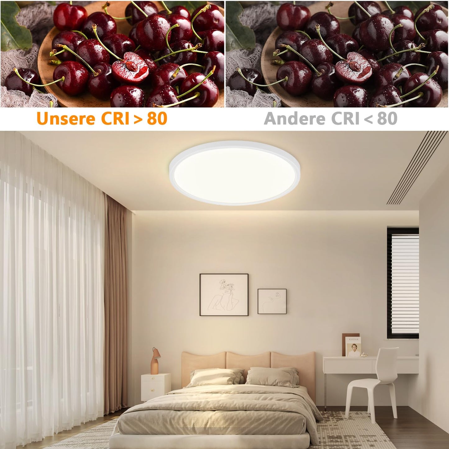ZMH Deckenlampe LED Deckenleuchte Badezimmer - ?30cm Schlafzimmerlampe Flach K¨¹chenlampe 4000K Badezimmerlampe 18W Schlafzimmer Deckenbeleuchtung Badlampe IP44 Flurlampe Rund f¨¹r K¨¹che Flur Bad