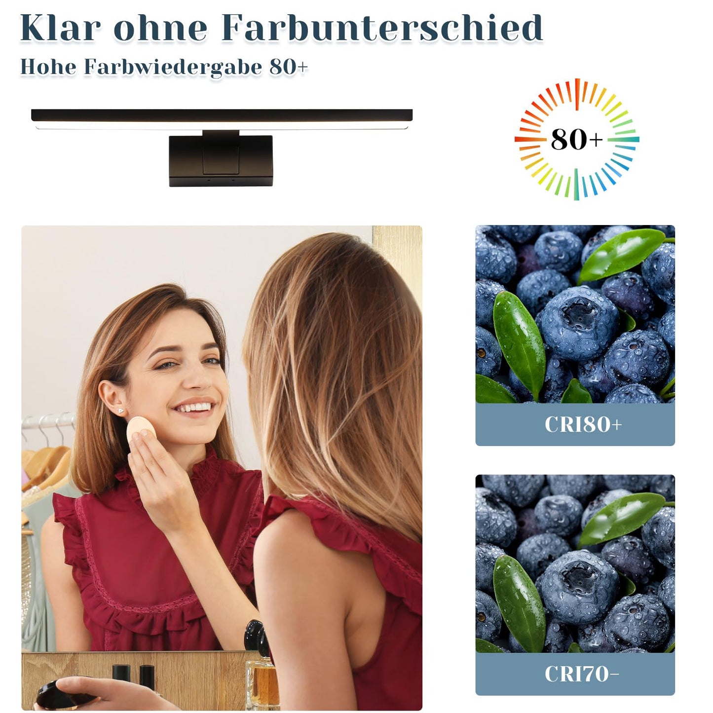 ZMH LED Spiegelleuchte Bad 30CM - 6W Spiegellampe Badezimmer Schwarz Badleuchte Wand Wasserdicht IP44 Wandlampe Modern Neutral 4000K Wandleuchte f¨¹r Keller K¨¹che Badschrank
