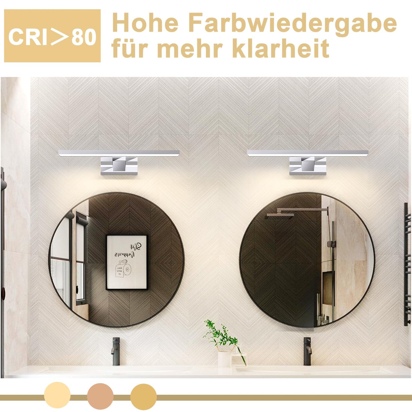 ZMH LED Spiegelleuchte Bad Spiegellampe - 6W Badleuchte Wand 30CM Wandlampe Badezimmer Wasserdicht IP44 Wandleuchte Chrom Modern Neutralwei? 4000K Badlampe Wandmontage f¨¹r Keller K¨¹che Badschrank