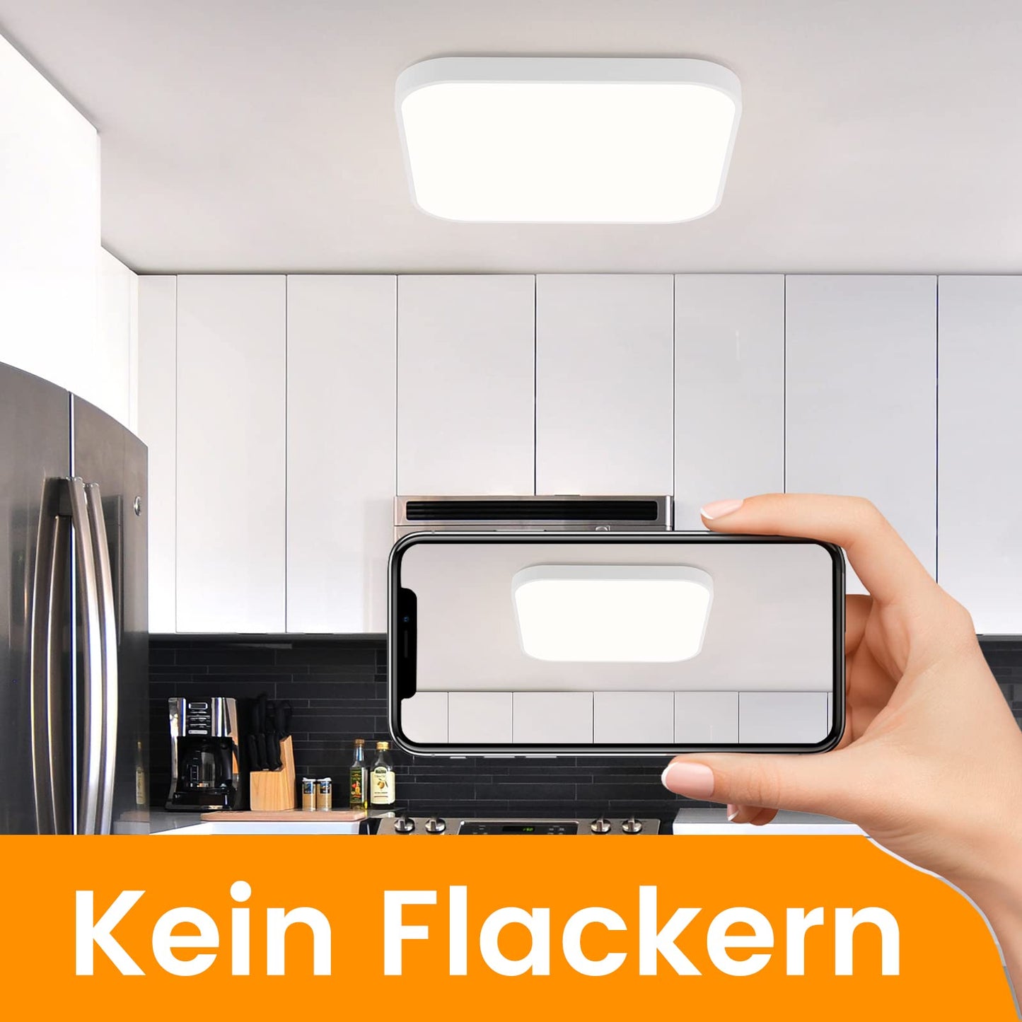 ZMH Deckenlampe LED Deckenleuchte Schlafzimmer - Schlafzimmerlampe Flach 27cm K¨¹chenlampe Dimmbar mit Fernbedienung Badezimmer Deckenbeleuchtung Eckig Badlampe IP44 Flurlampe 15W f¨¹r K¨¹che Flur Bad