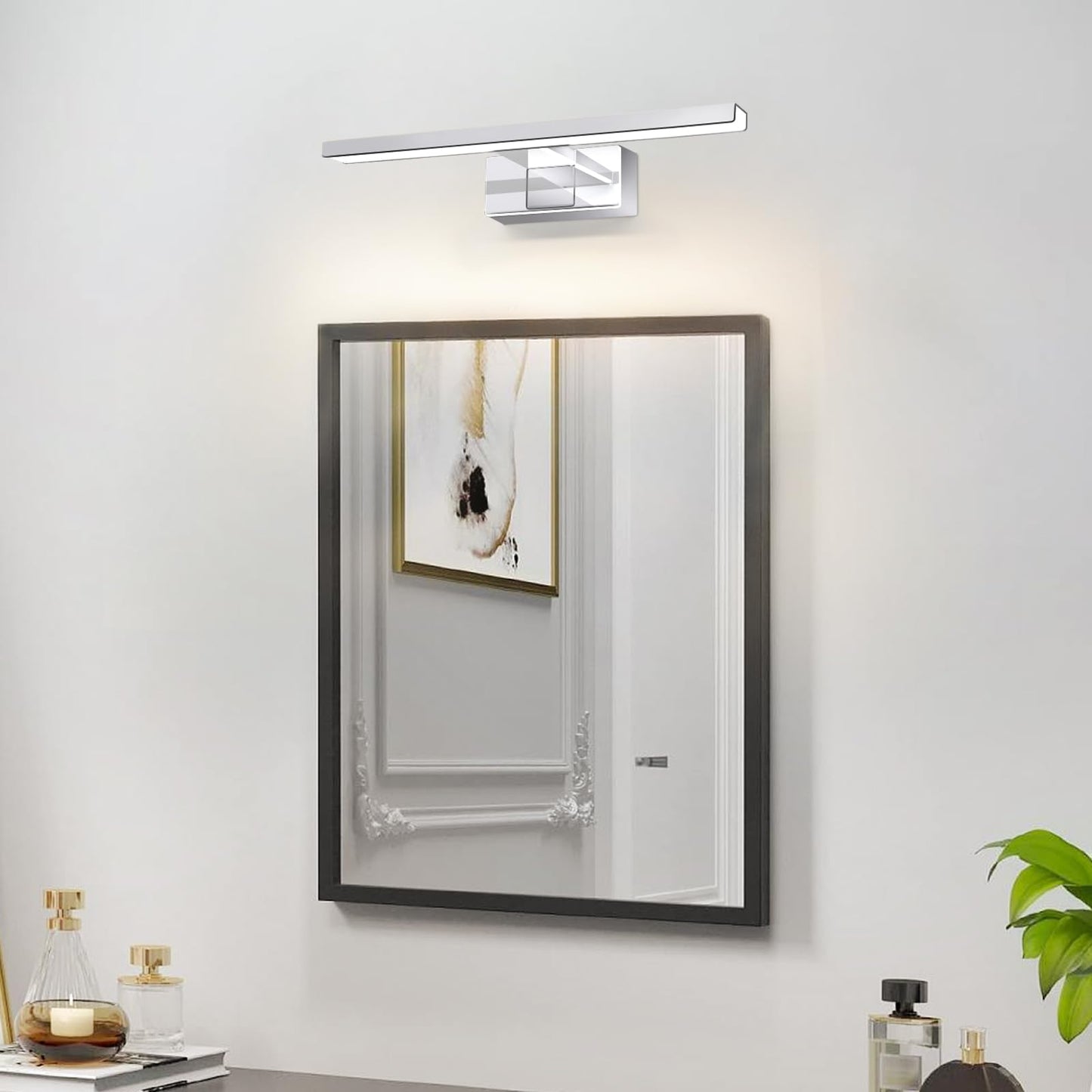 ZMH LED Spiegelleuchte Bad Spiegellampe - 6W Badleuchte Wand 30CM Wandlampe Badezimmer Wasserdicht IP44 Wandleuchte Chrom Modern Neutralwei? 4000K Badlampe Wandmontage f¨¹r Keller K¨¹che Badschrank