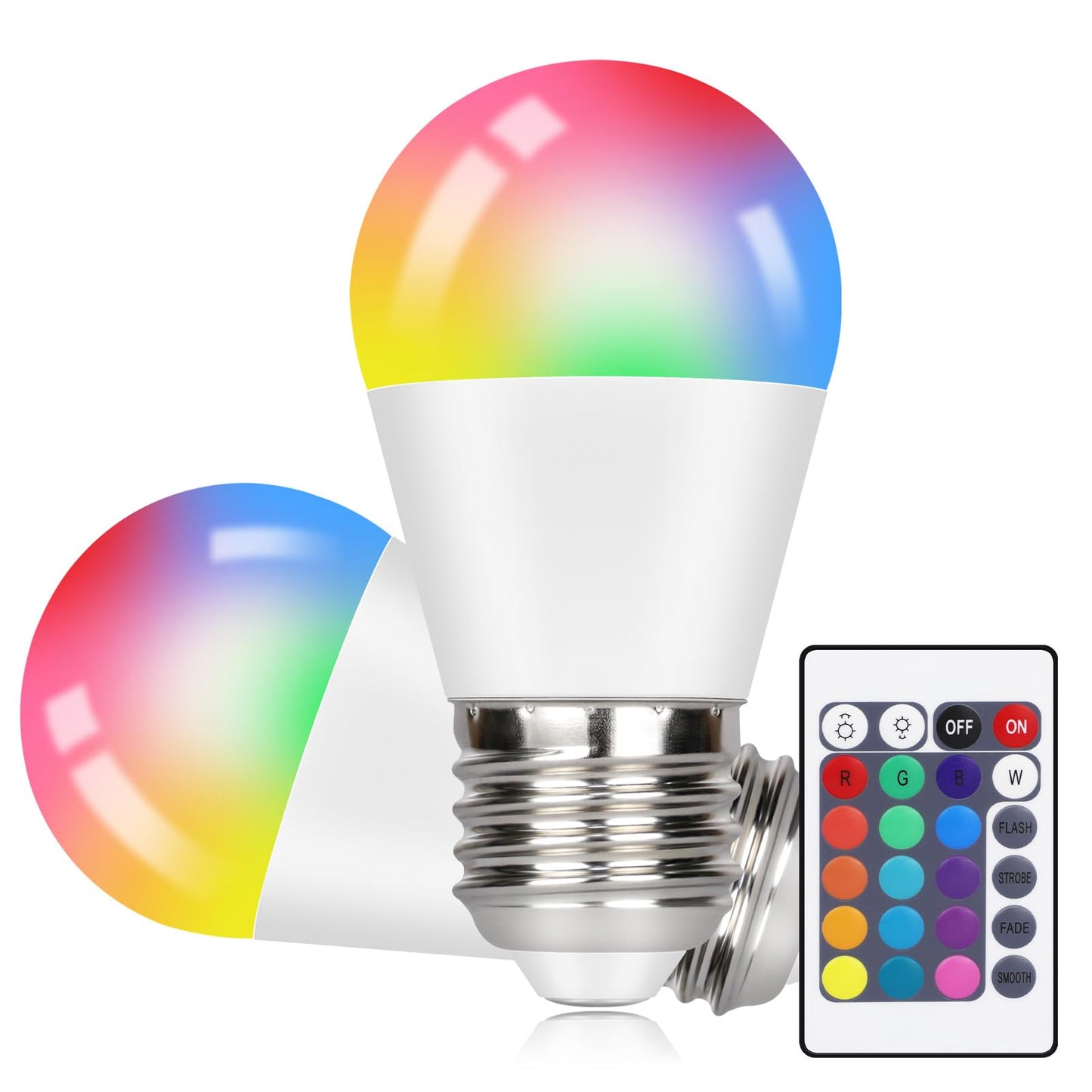 ZMH LED Gl¨¹hbirne mit Fernbedienung E27 RGB Lampe - 2er Pack LED Farbwechsel Lampe Dimmbar 4W Farbige Birne Leuchtmittel Warmwei? 3000K Bunt Edison Bulb Deko f¨¹r Party Bar KTV