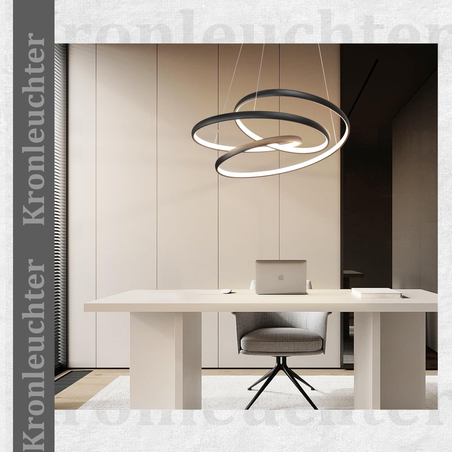 ZMH H?ngelampe Esstisch Pendelleuchte Schwarz - LED Esstischlampe 55W H?ngeleuchte Dimmbar 50CM Esszimmerlampe Modern Pendellampe mit Fernbedienung Wohnzimmerlampe H?ngend f¨¹r Wohnzimmer Schlafzimmer