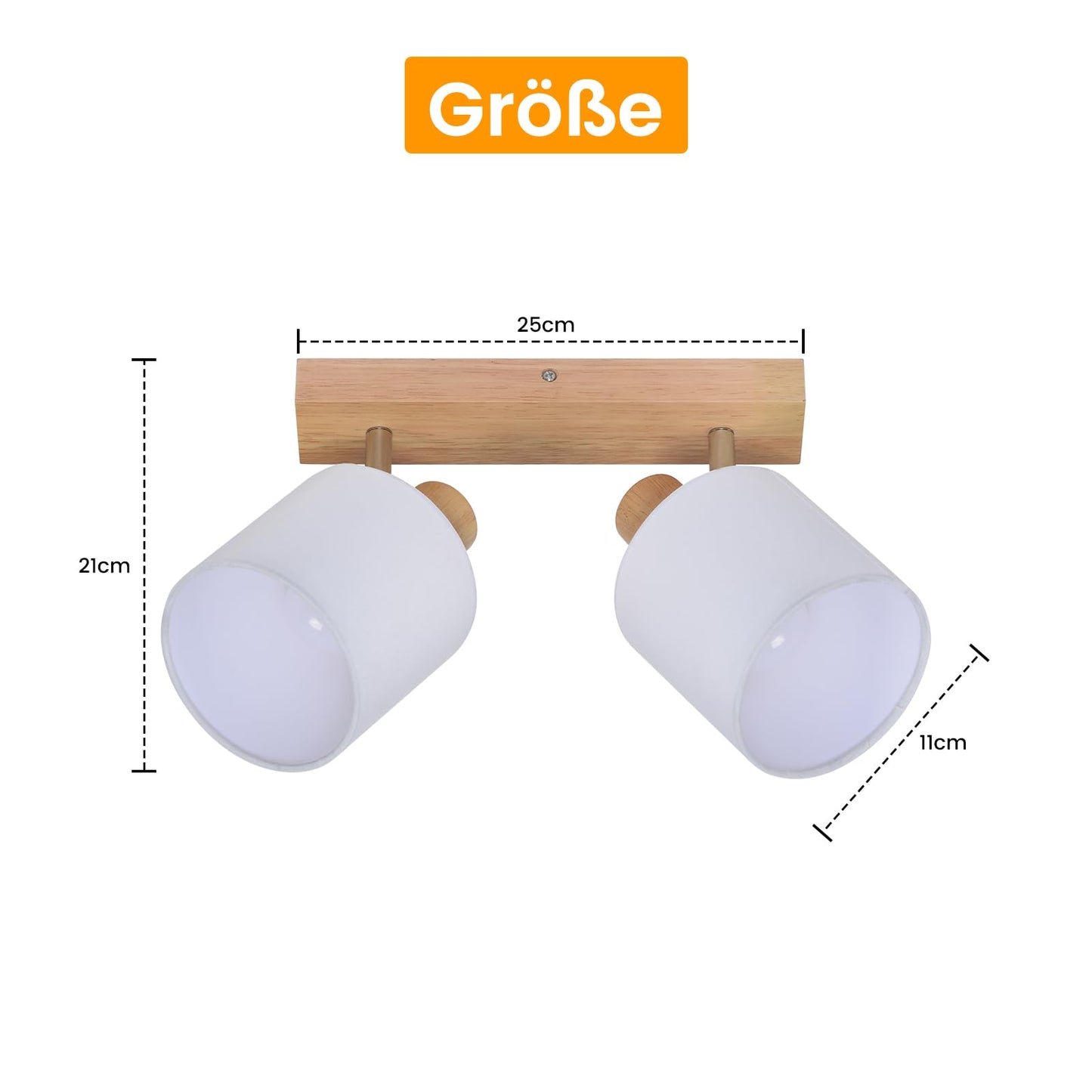 ZMH Deckenleuchte 2 Flammig Deckenlampe Flur - Deckenstrahler Vintage Holz Deckenspot Wandstrahler Schwenkbar 350¡ã E14 MAX.25W lampe f¨¹r Wohnzimmer Schlafzimmer K¨¹che (ohne Leuchtmittel)