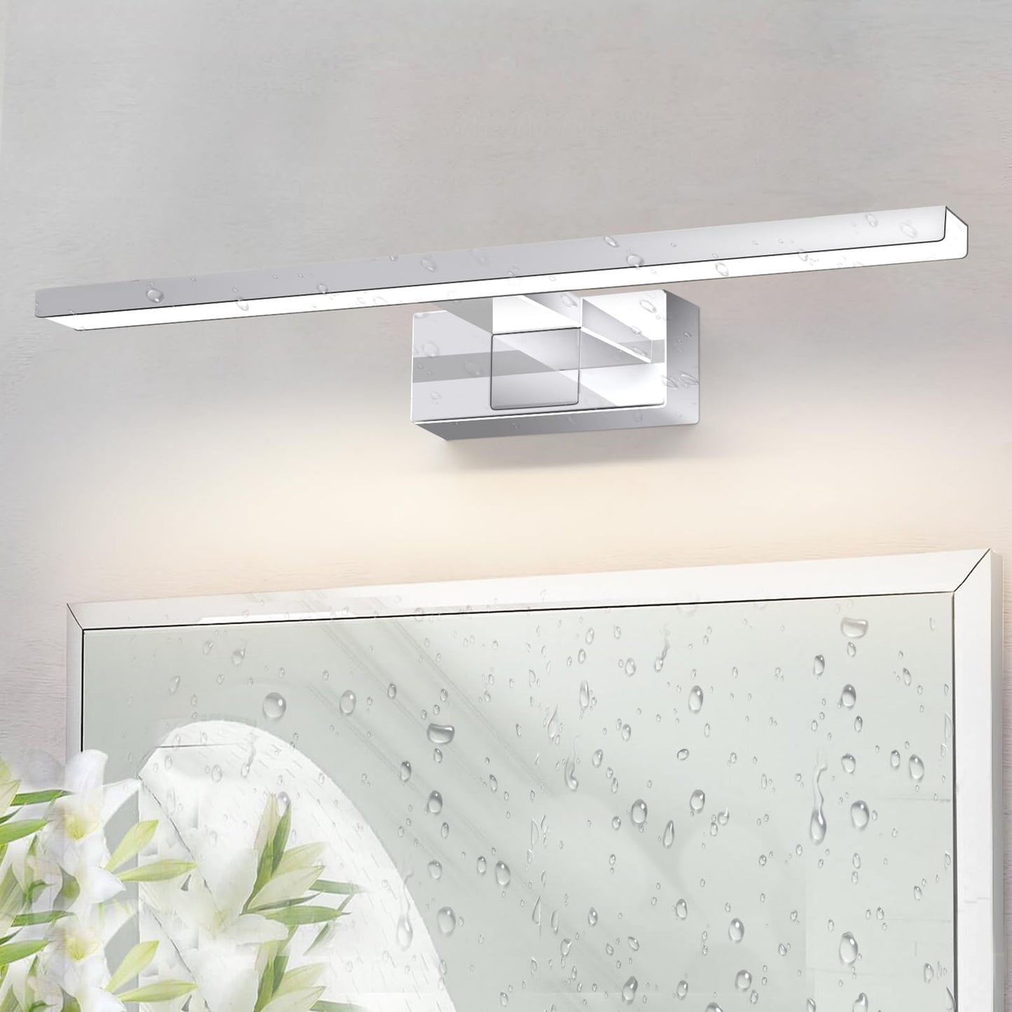 ZMH LED Spiegelleuchte Bad Spiegellampe - Badleuchte Wand 40CM Wandlampe Badezimmer 8W Wasserdicht IP44 Wandleuchte Chrom Modern Neutralwei? 4000K Badlampe Wandmontage f¨¹r Keller K¨¹che Badschrank
