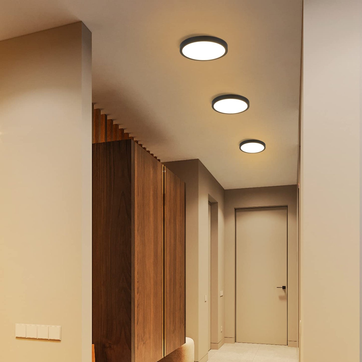 ZMH Deckenlampe LED Deckenleuchte Flach - K¨¹chenlampe Schwarz 8W Badezimmerlampe Rund K¨¹che Deckenbeleuchtung 3000K Schlafzimmerlampe Klein Badlampe IP44 Flurlampe ?17cm f¨¹r Schlafzimmer Bad Flur