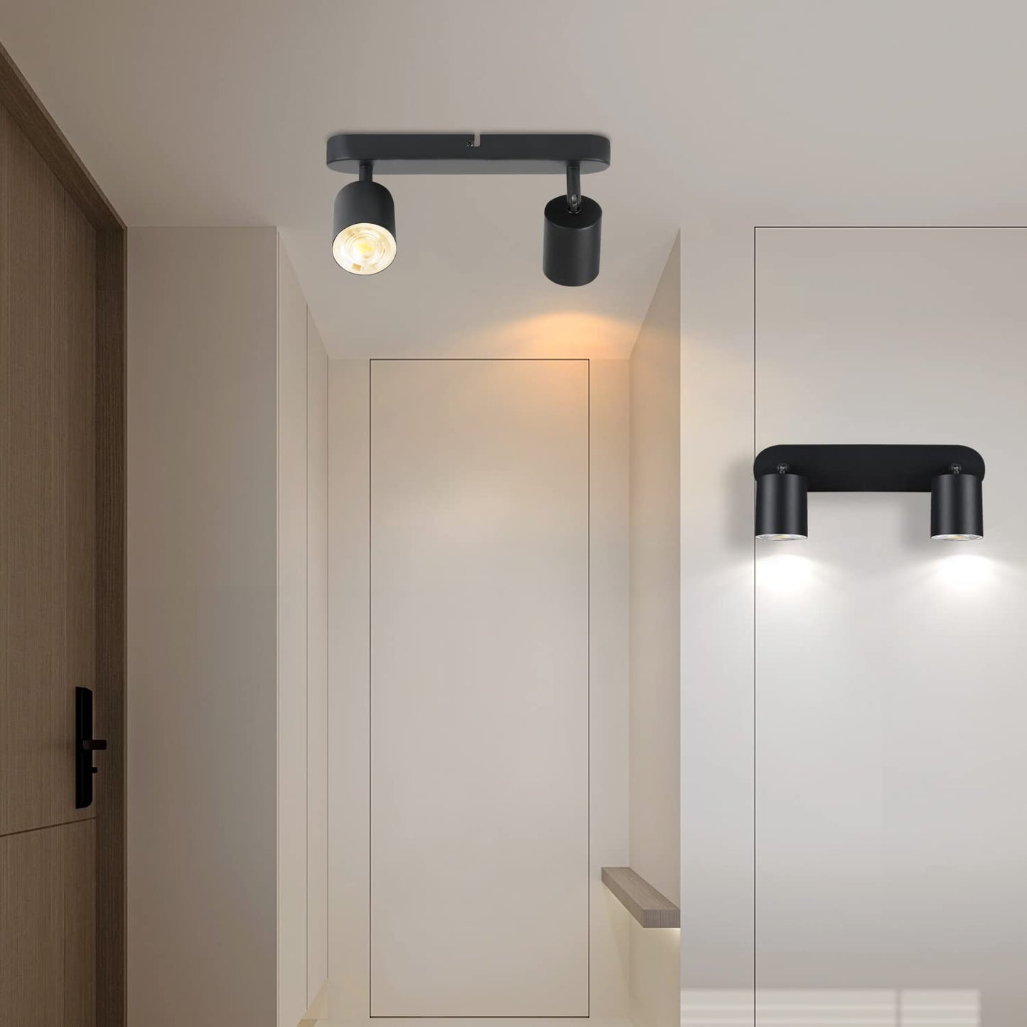 ZMH LED Deckenlampe Deckenstrahler 2 Flammig - Schwarz Deckenleuchte Flur Metall Deckenspots Schwenkbar GU10 Design Strahler 350¡ã Spots f¨¹r Wohnzimmer Schlafzimmer Treppenhaus K¨¹che - Ohne Gl¨¹hbirne