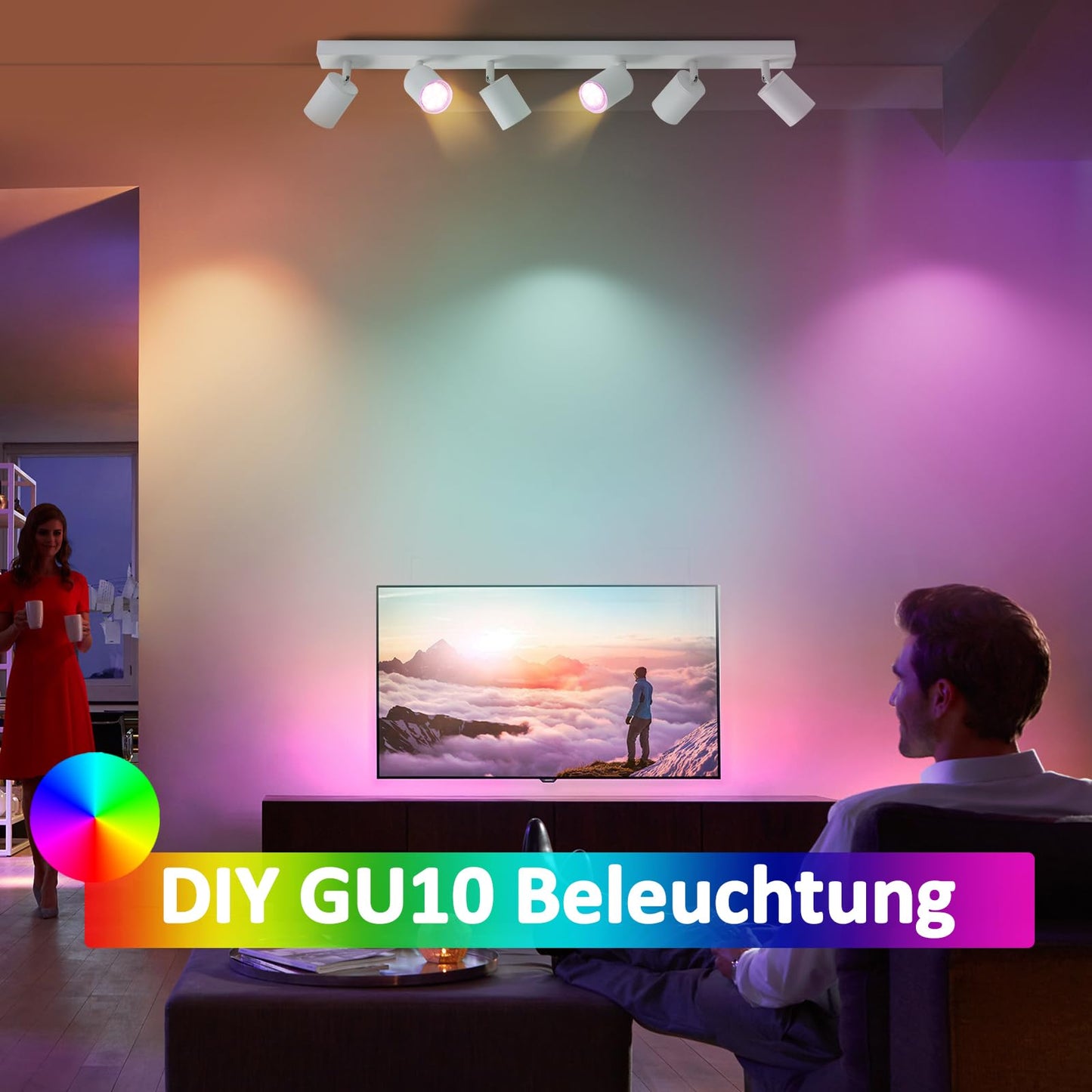 ZMH LED Deckenleuchte Wei? Deckenstrahler: GU10 Deckenlampe Spots 6 Flammig 330¡ãSchwenkbar Deckenspots Modern Flurlampe Industrial Wandstrahler f¨¹r Wohnzimmer Schlafzimmer K¨¹che Ohne Leuchtmittel
