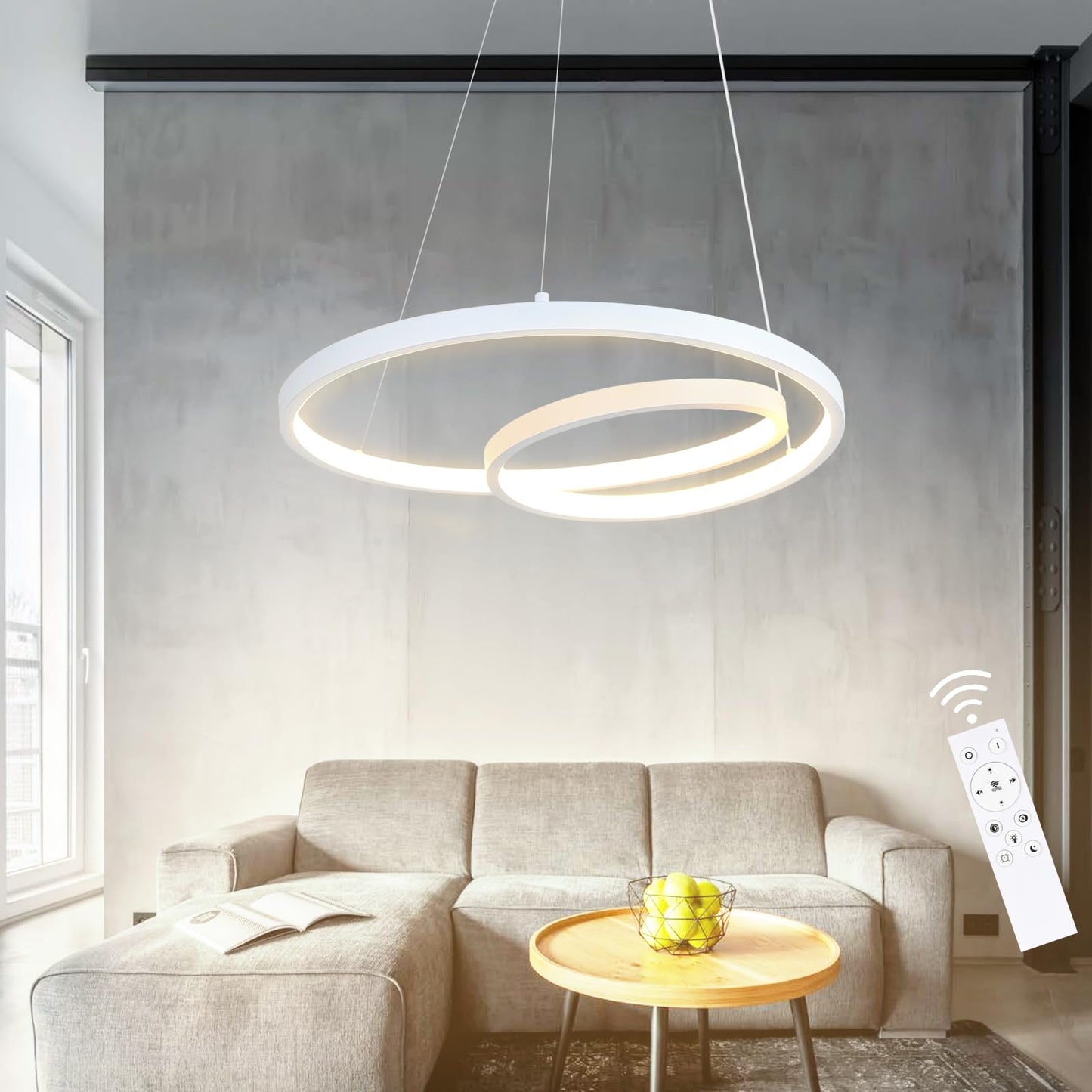 ZMH Pendelleuchte Esstisch H?ngelampe LED: 40CM Wei? H?ngend Lampe Dimmbar H?ngeleuchte Design Esszimmerlampe Modern Esstischlampe mit Fernbedienung Pendellampe f¨¹r Wohnzimmer Schlafzimmer K¨¹che