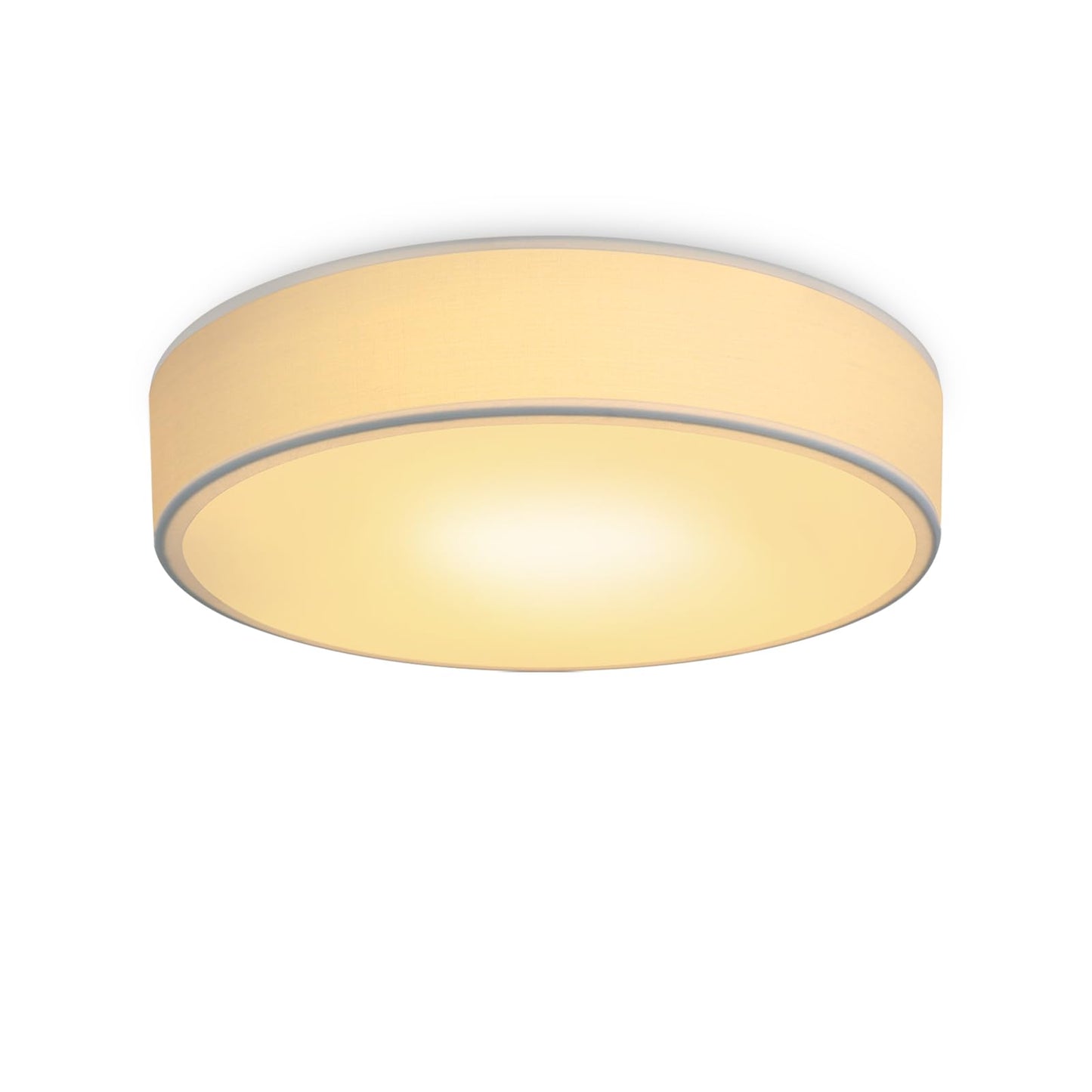 ZMH Deckenlampe Schlafzimmer Deckenleuchte Rund - Modern Schlafzimmerlampe 2 Flammig E27 Stoff Wohnzimmerlampe Wei? 38CM K¨¹chenlampe mit Stoffschirm Flurlampe f¨¹r Wohnzimmer K¨¹che Flur
