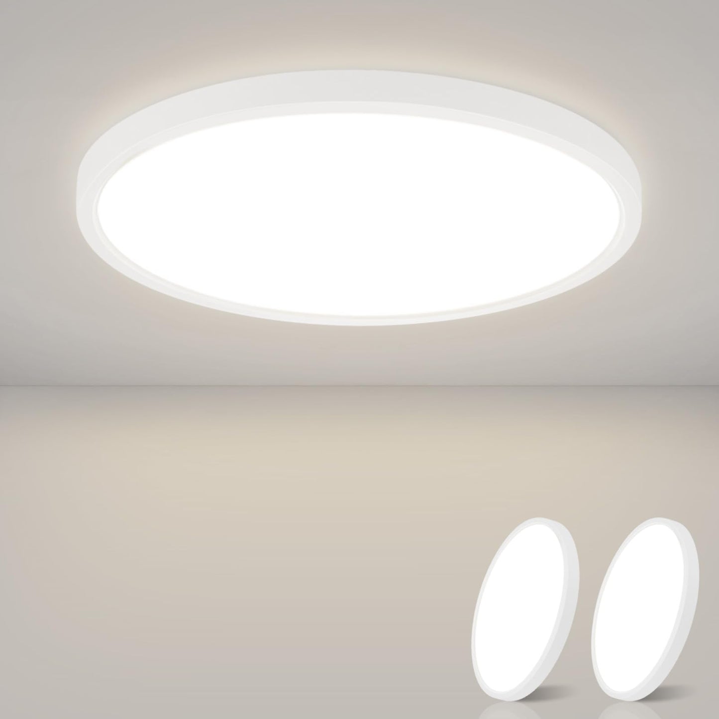 ZMH Deckenlampe LED Deckenleuchte Flach - 2ER Badezimmerlampe 15W Neutralwei? ?22cm Badezimmer Deckenbeleuchtung Schlafzimmerlampe IP44 Wasserdicht Badlampe Rund K¨¹chenlampe f¨¹r Bad Schlafzimmer Flur