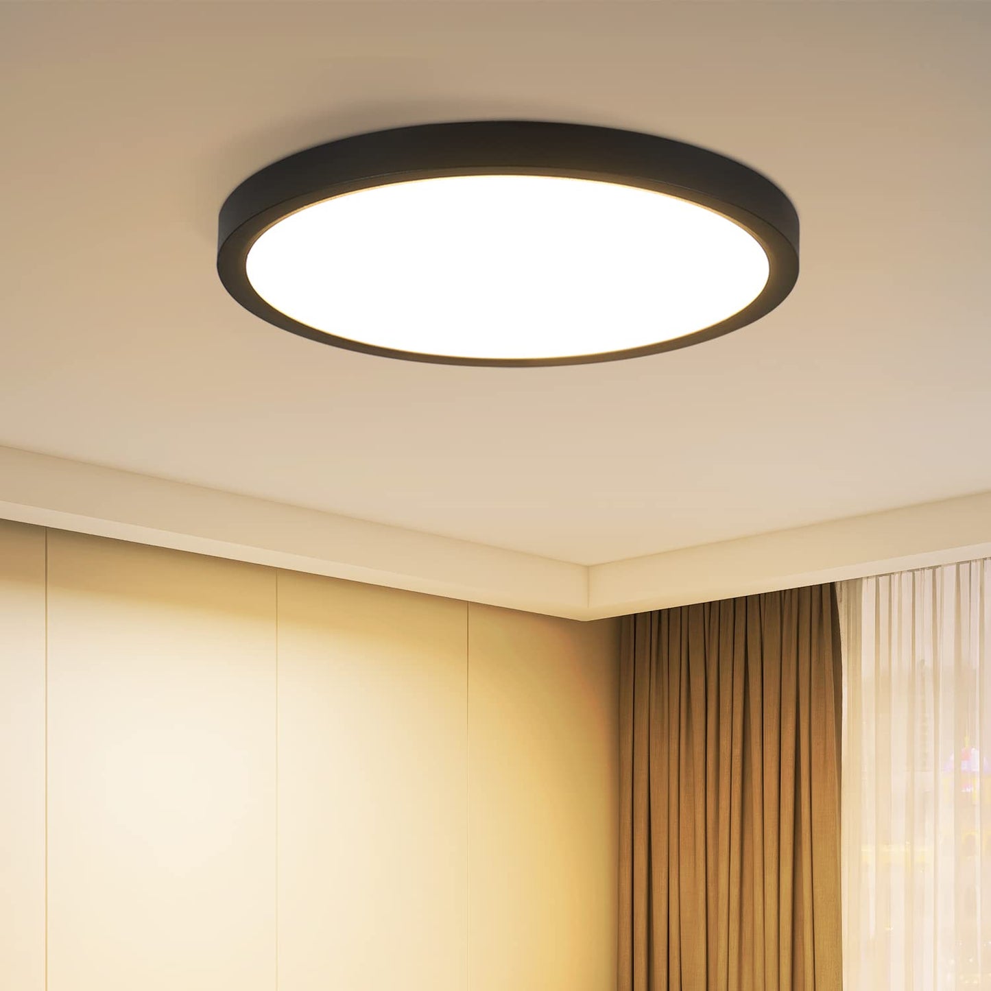ZMH Deckenlampe LED Deckenleuchte Flach - K¨¹chenlampe Schwarz 8W Badezimmerlampe Rund K¨¹che Deckenbeleuchtung 3000K Schlafzimmerlampe Klein Badlampe IP44 Flurlampe ?17cm f¨¹r Schlafzimmer Bad Flur