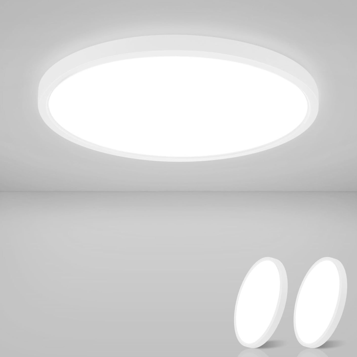 ZMH Deckenlampe LED Deckenleuchte Flach - 2ER Badezimmerlampe ?22cm Badezimmer Deckenbeleuchtung 15W Schlafzimmerlampe IP44 Wasserdicht Badlampe Rund K¨¹chenlampe Kaltwei? f¨¹r Bad Schlafzimmer Flur