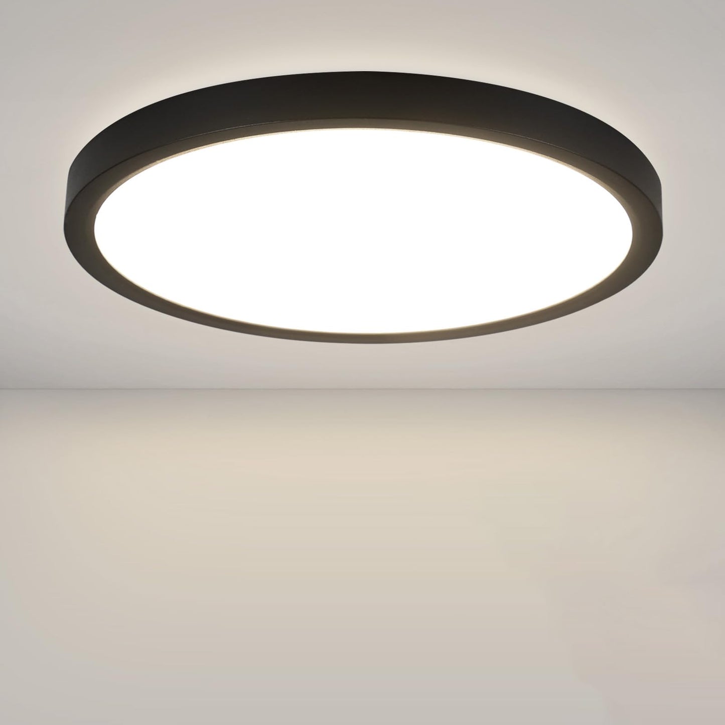 ZMH Deckenlampe LED Deckenleuchte K¨¹che - Badezimmerlampe Flach 15W K¨¹chenlampe Schwarz ?22cm Badezimmer Deckenbeleuchtung IP44 Schlafzimmerlampe Rund Badlampe Neutralwei? f¨¹r Schlafzimmer Bad Flur