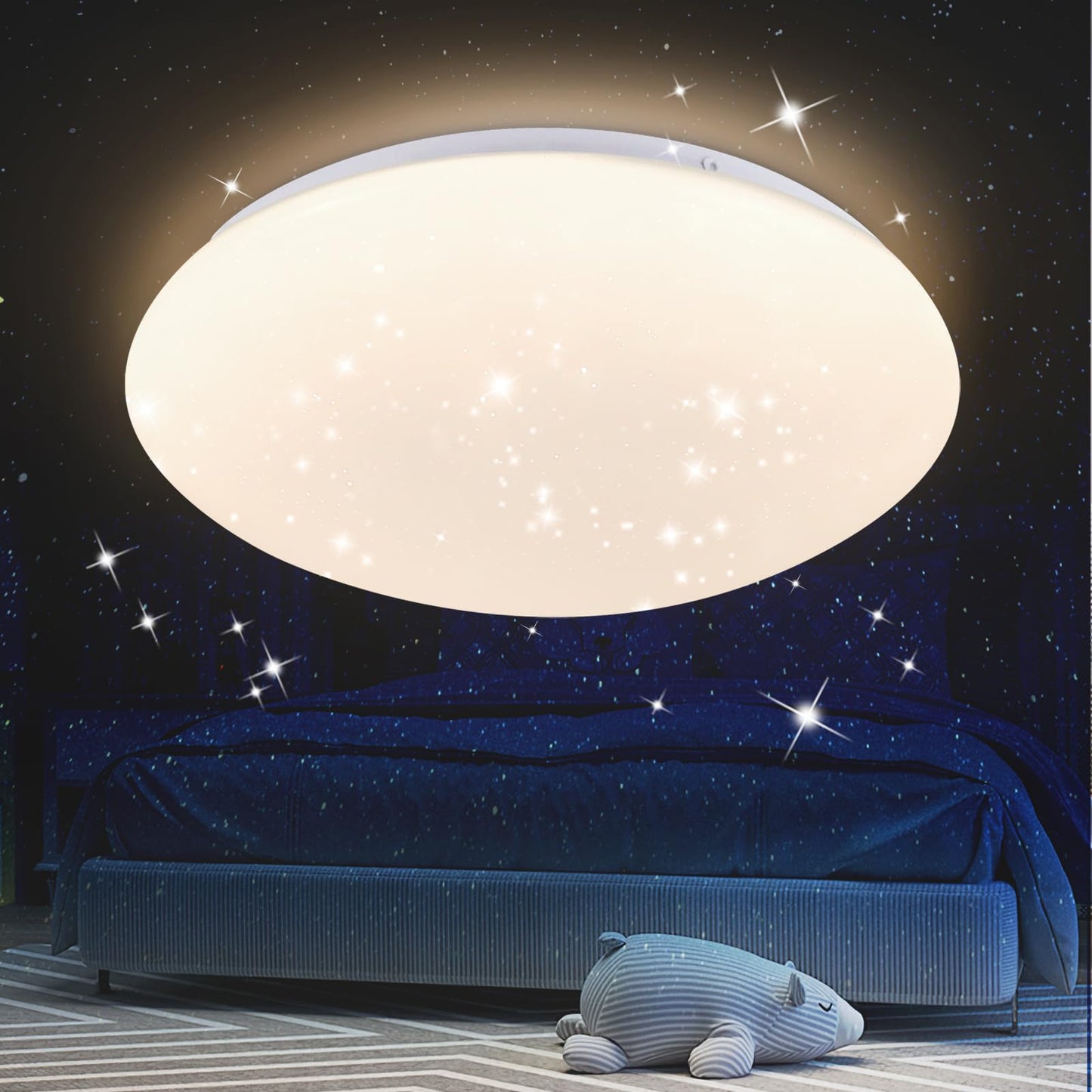 ZMH Deckenlampe LED Deckenleuchte Schlafzimmer - ?30cm 18W Schlafzimmerlampe Badezimmer Deckenbeleuchtung Sternenhimmel Rund Badlampe 4000K IP44 Wasserdicht f¨¹r Bad K¨¹che Kinderzimmer Flur