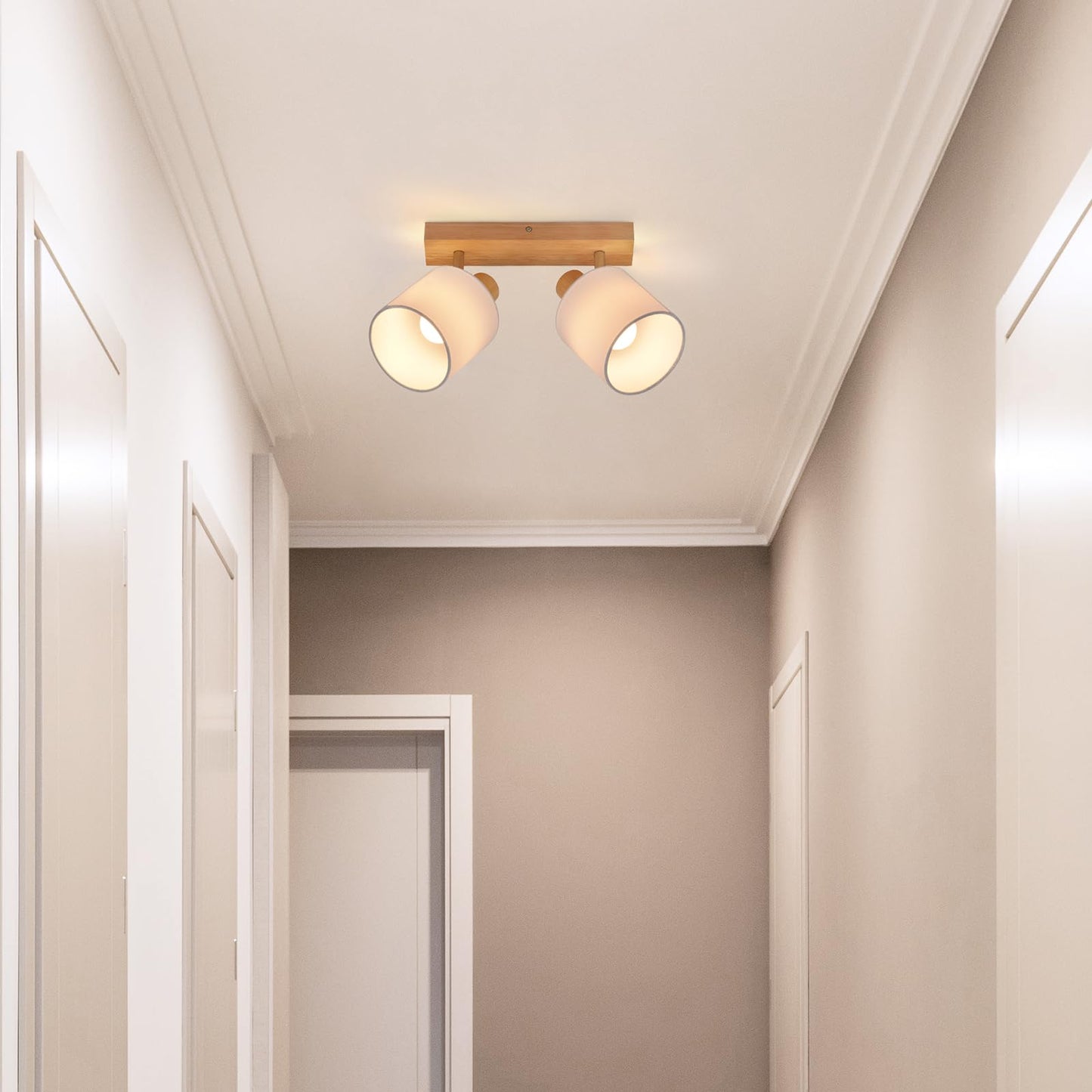ZMH Deckenleuchte 2 Flammig Deckenlampe Flur - Deckenstrahler Vintage Holz Deckenspot Wandstrahler Schwenkbar 350¡ã E14 MAX.25W lampe f¨¹r Wohnzimmer Schlafzimmer K¨¹che (ohne Leuchtmittel)
