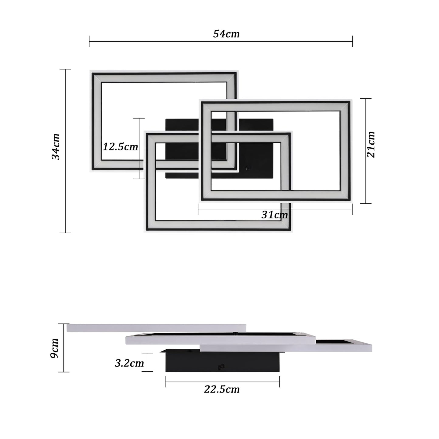 ZMH Deckenlampe LED Deckenleuchte Wohnzimmer - 45W Wohnzimmerlampe Schwarz Modern Schlafzimmerlampe Dimmbar mit Fernbedienung RGB Farbwechsel Schlafzimmer Deckenbeleuchtung Geometrisch f¨¹r K¨¹che
