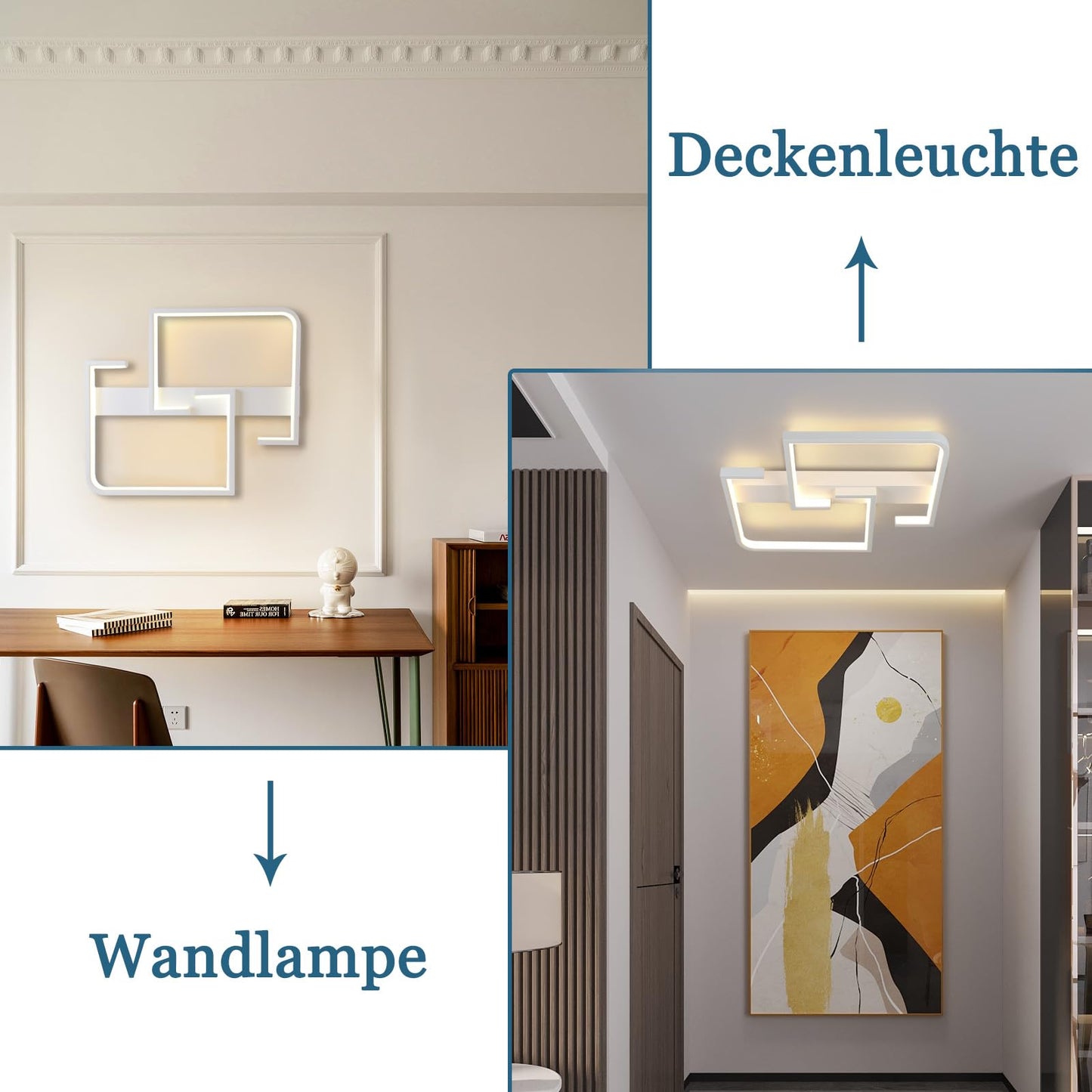 ZMH Deckenlampe LED Deckenleuchte Modern Klein Flurlampe 19W 30CM K¨¹chenlampe Wei?e Schlafzimmerlampe Warmwei? 3000K Geometrie Design f¨¹r Innen Flur Schlafzimmer K¨¹che Wohnzimmer Studio