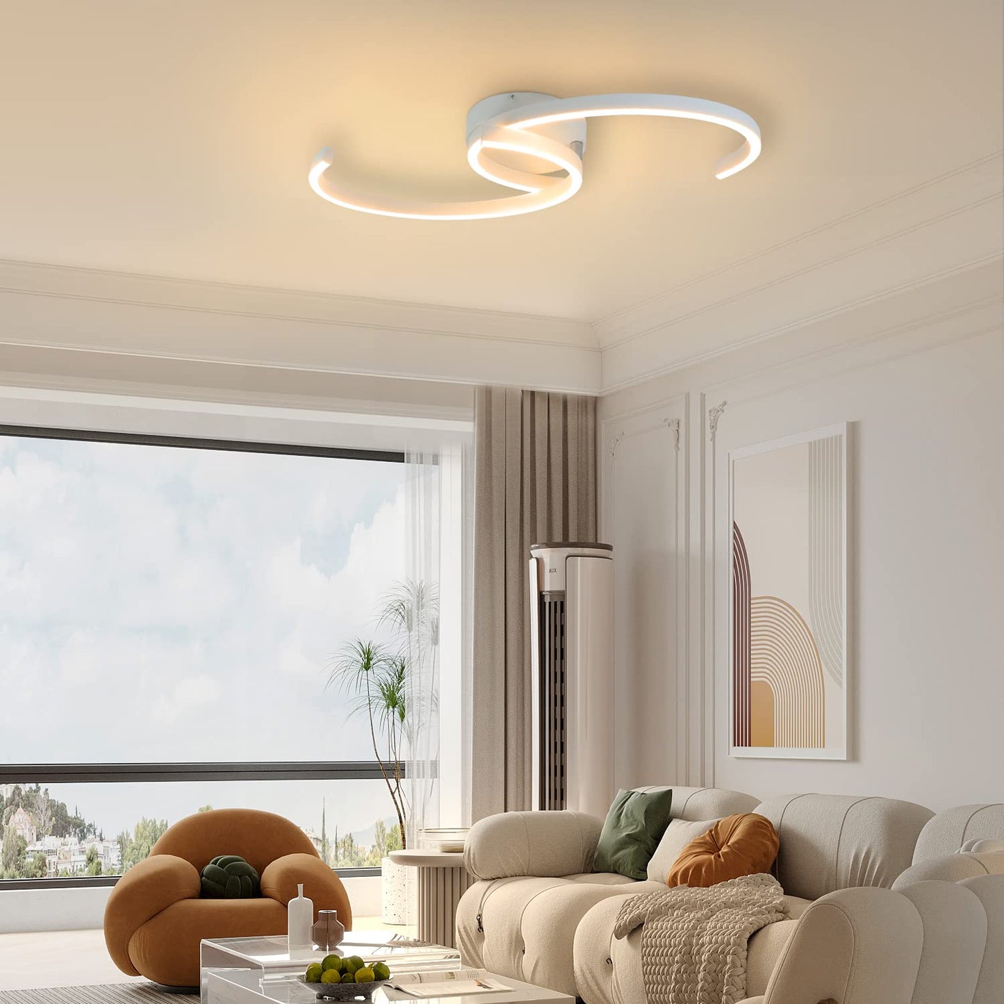 ZMH Deckenlampe Schlafzimmer LED Deckenleuchte - Schlafzimmerlampe Modern 24W Wohnzimmer Deckenbeleuchtung 60CM Wohnzimmerlampe Wei? K¨¹chelampe Warmwei? f¨¹r Schlafzimmer K¨¹che Flur Esszimmer