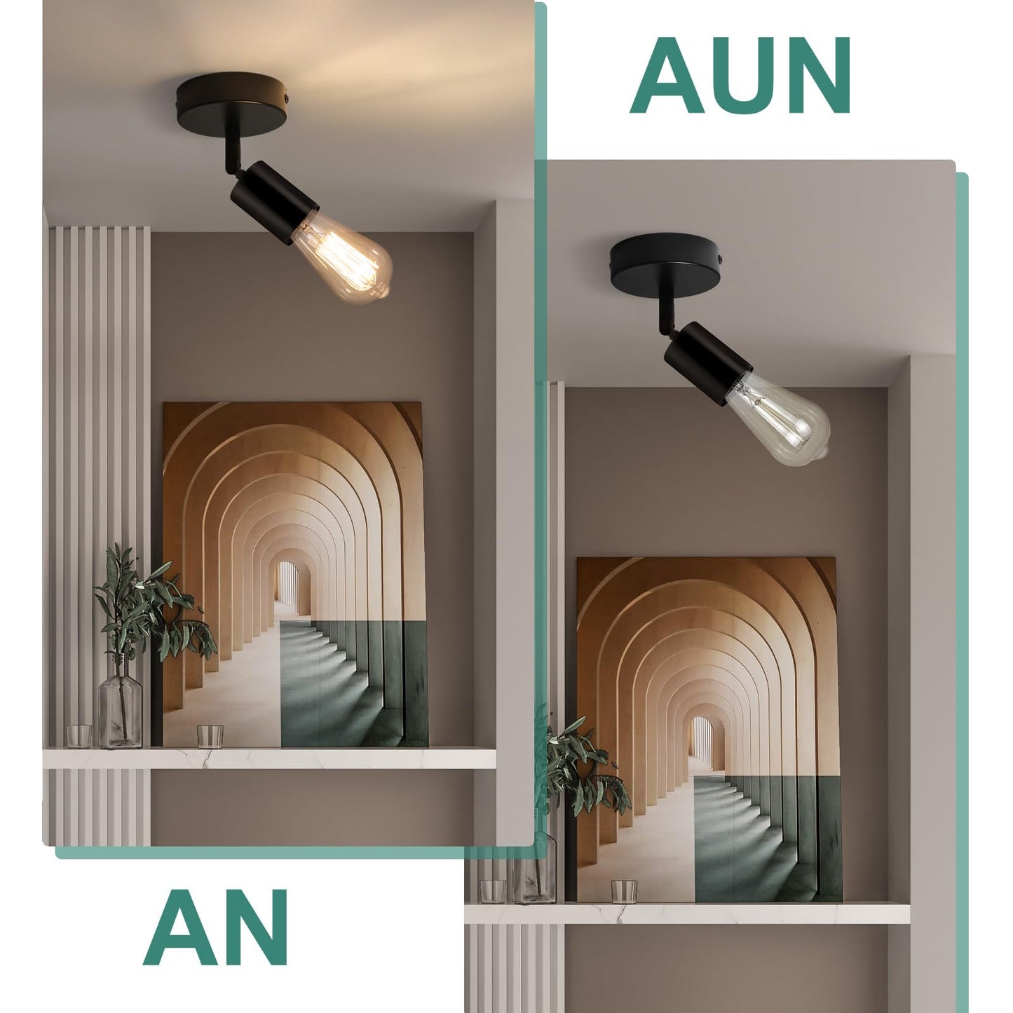 ZMH 2ER Deckenleuchte E27 Deckenlampe Schwarz - Deckenstrahler 1 Flammig Flur Deckenspot Vintage Wandstrahler Schwenkbar 330¡ã MAX.40W K¨¹che lampe f¨¹r Wohnzimmer Schlafzimmer