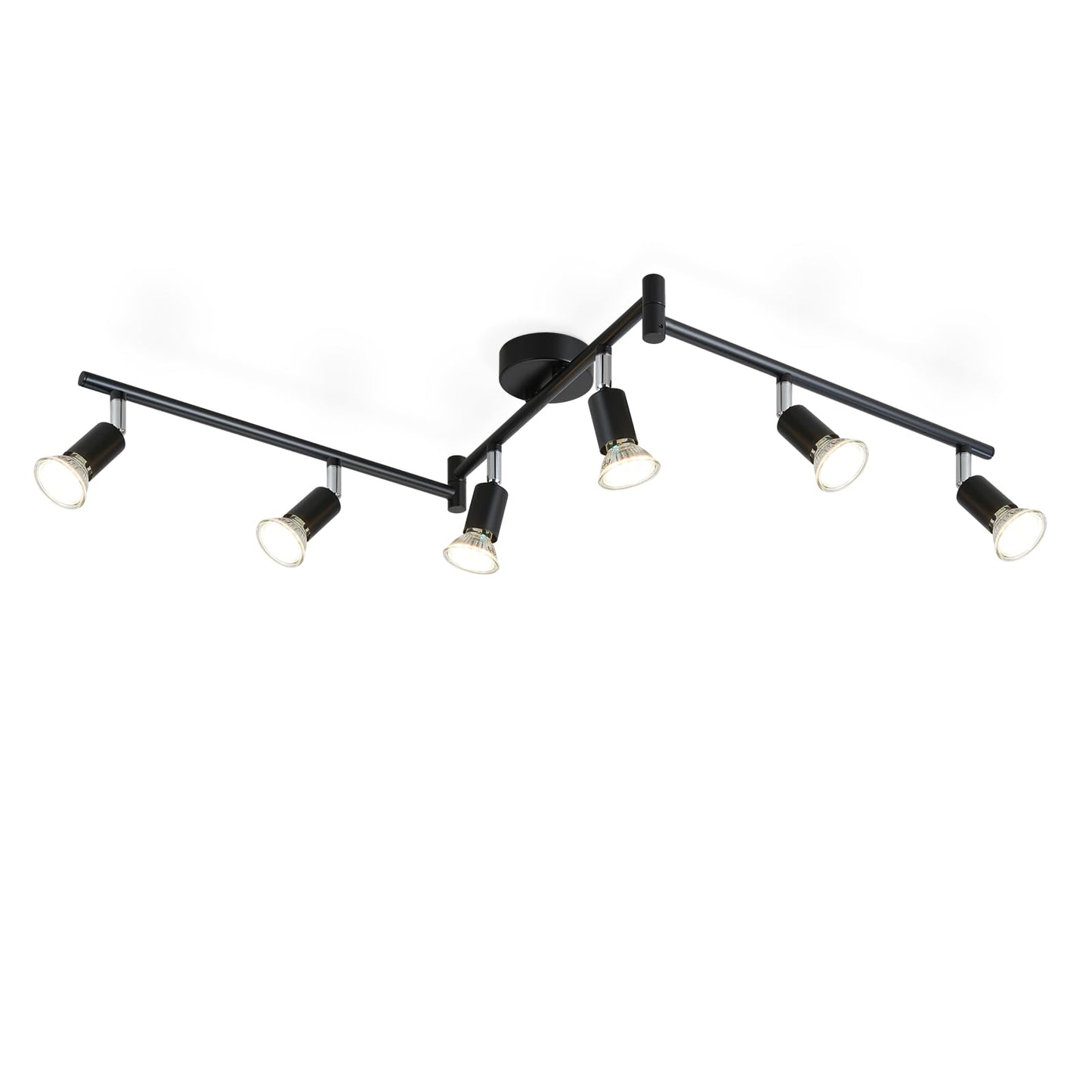 ZMH LED Deckenstrahler 6 Flammig Wohnzimmer - Schwarz Deckenleuchte Modern Deckenlampe GU10 Deckenspot Schwenkbar 330¡ãDrehbar K¨¹chelampe Spot Strahler Decke Schlafzimmer Ohne Leuchtmittel