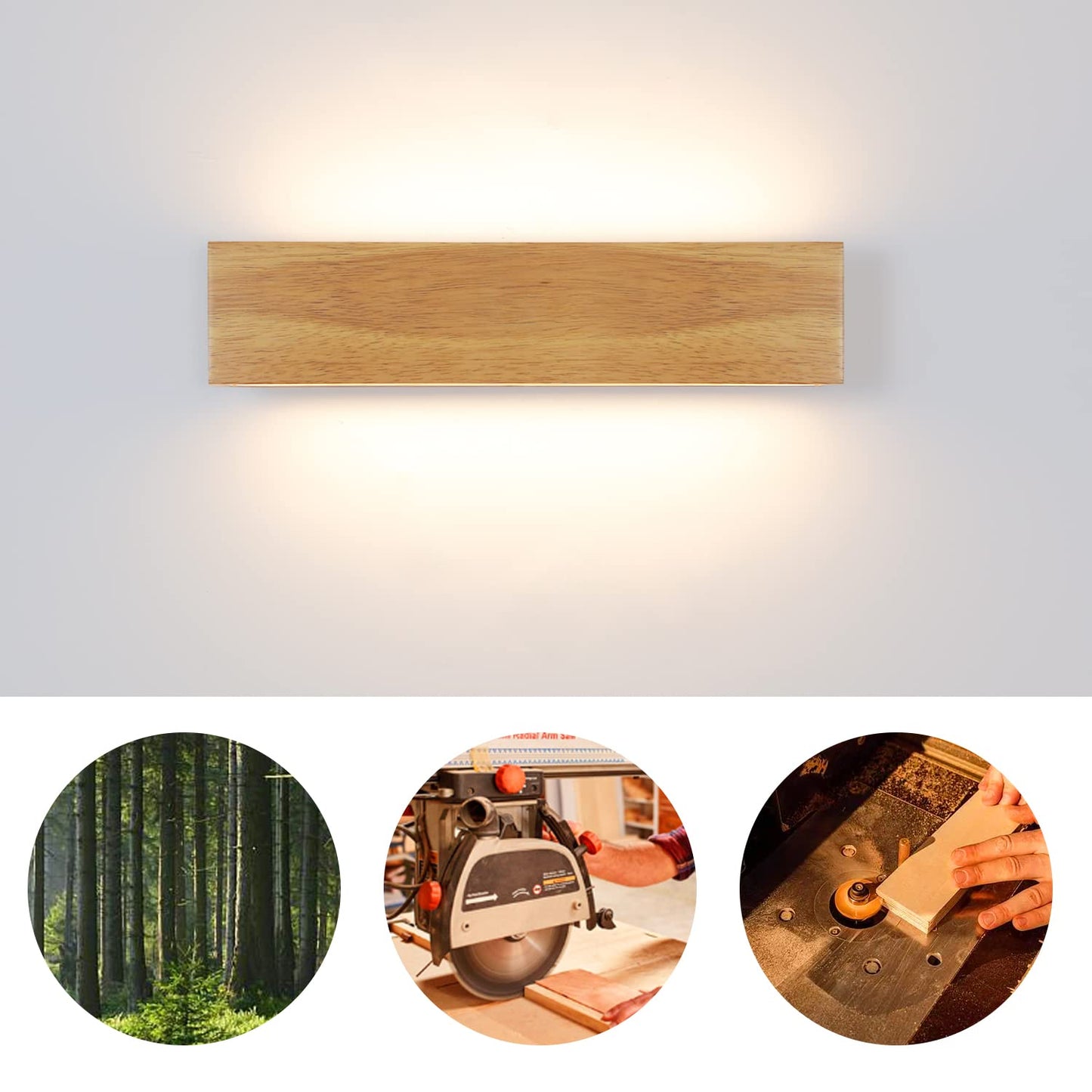 ZMH LED Wandleuchte innen Wandlampe - 32CM Holz Modern Flurlampe Up und Down Design Treppenhauslampe Indirekt 11W 3000K Warmwei? Wandbeleuchtung f¨¹r Wohnzimmer Schlafzimmer Flur Treppenhaus Bett K¨¹che