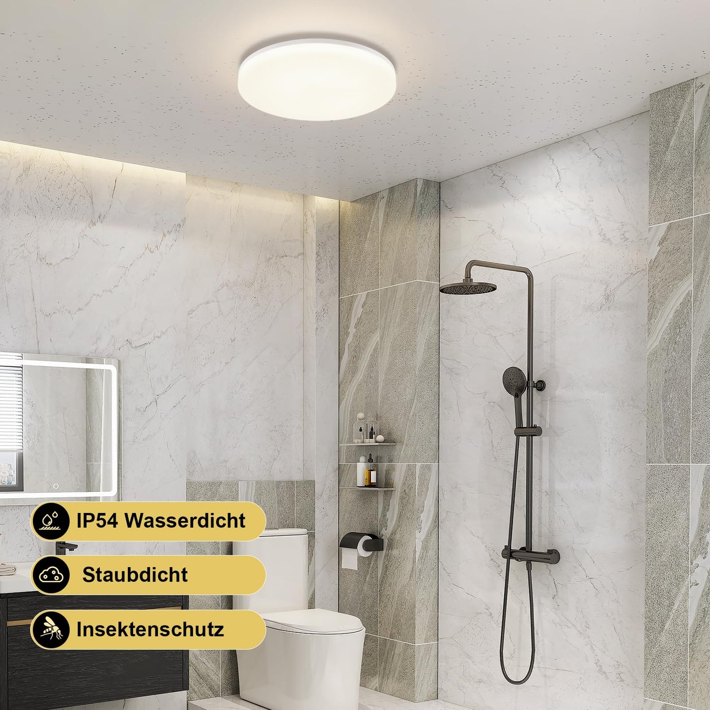 ZMH Deckenlampe LED Deckenleuchte Flach - K¨¹chenlampe Dimmbar 18W Schlafzimmerlampe ?22CM Schlafzimmer Deckenbeleuchtung Rund Badlampe mit Fernbedienung IP54 Flurlampe f¨¹r K¨¹che Flur Badezimmer