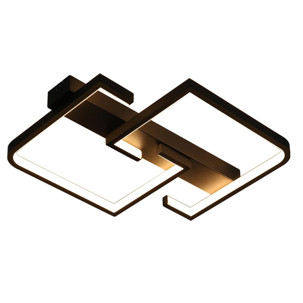 ZMH Deckenleuchte LED Deckenlampe Schwarz Klein Flurlampe 19W 30CM K¨¹chenlampe Modern Warmwei? 3000K Geometrie Design Schlafzimmerlampe f¨¹r Flur Schlafzimmer K¨¹che Wohnzimmer Studio