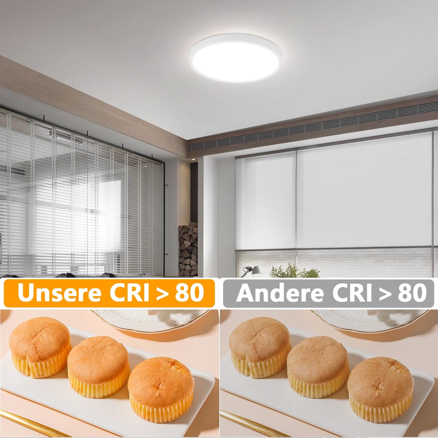 ZMH Deckenlampe LED Deckenleuchte Flach - 2ER Badezimmerlampe ?22cm Badezimmer Deckenbeleuchtung 15W Schlafzimmerlampe IP44 Wasserdicht Badlampe Rund K¨¹chenlampe Kaltwei? f¨¹r Bad Schlafzimmer Flur