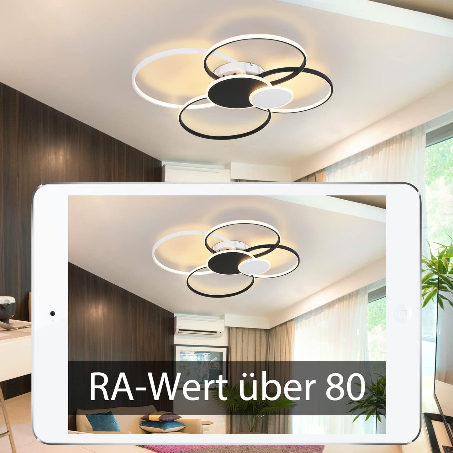 ZMH Deckenlampe LED Deckenleuchte Wohnzimmer - Modern Gro? Wohnzimmerlampe 94CM Dimmbar Schlafzimmerlampe Ring Design 72W Deckenbeleuchtung mit Fernbedienung f¨¹r Schlafzimmer B¨¹ro Hotel K¨¹che