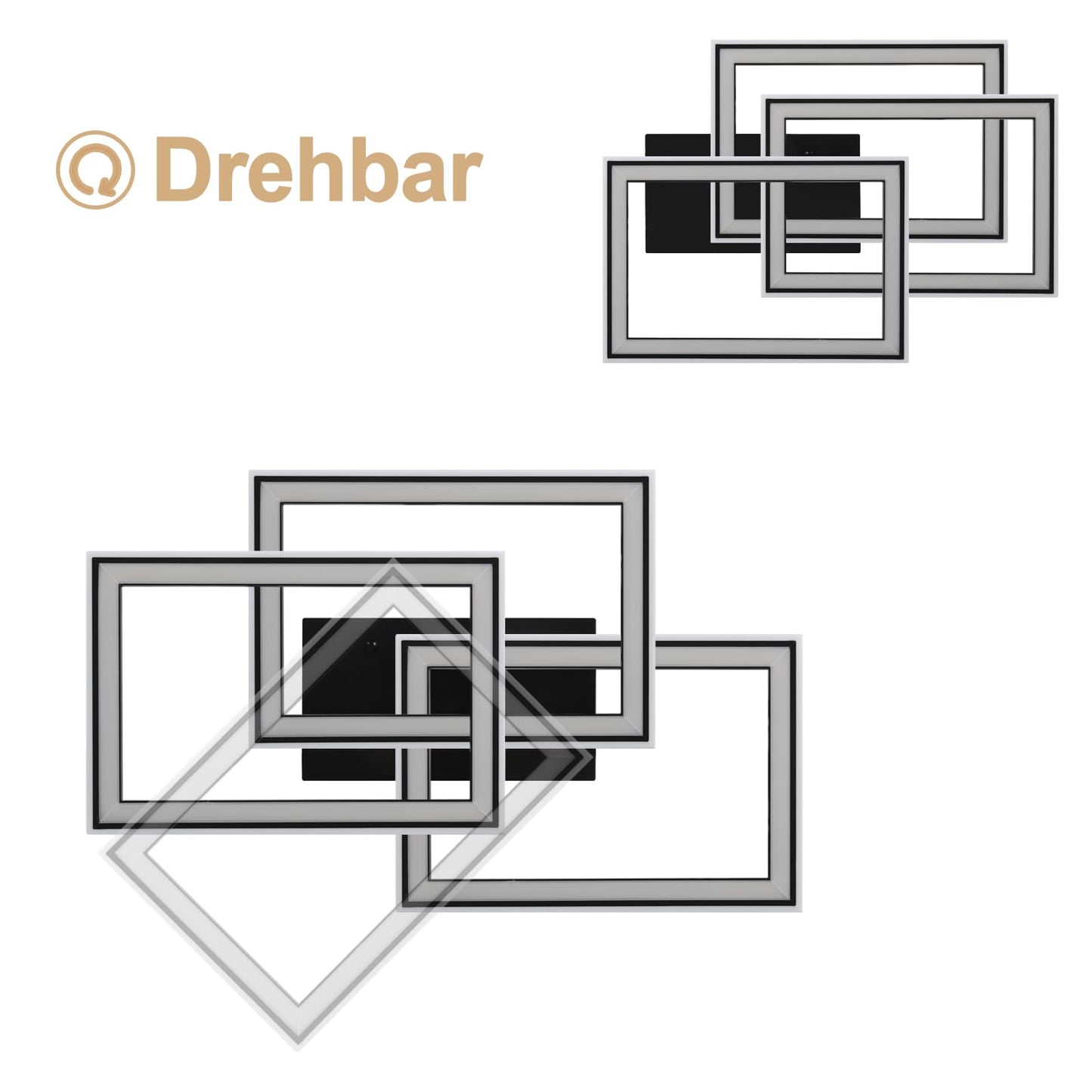 ZMH Deckenlampe LED Deckenleuchte Wohnzimmer - 45W Wohnzimmerlampe Schwarz Modern Schlafzimmerlampe Dimmbar mit Fernbedienung RGB Farbwechsel Schlafzimmer Deckenbeleuchtung Geometrisch f¨¹r K¨¹che
