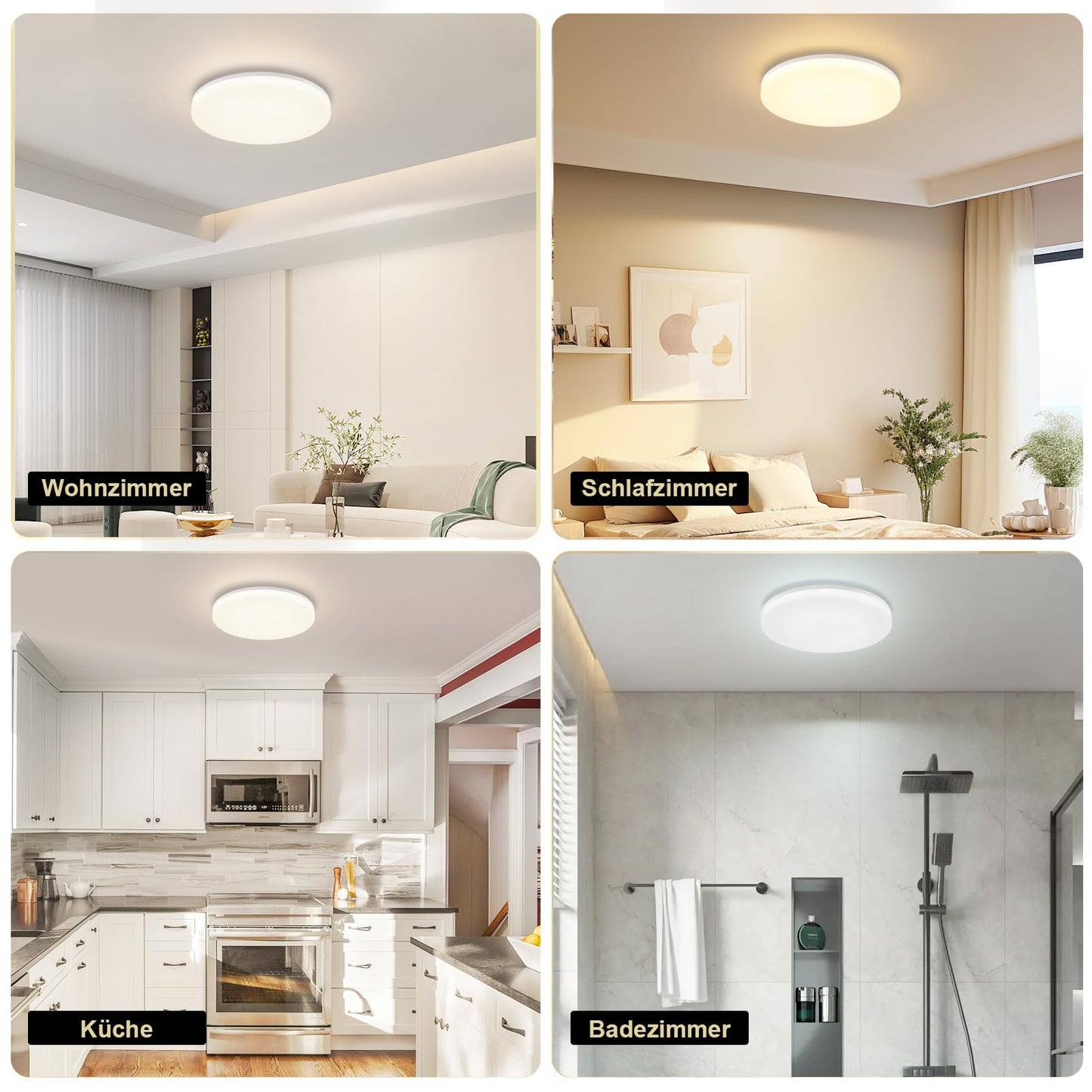 ZMH Deckenlampe LED Deckenleuchte Flach - K¨¹chenlampe Dimmbar 18W Schlafzimmerlampe ?22CM Schlafzimmer Deckenbeleuchtung Rund Badlampe mit Fernbedienung IP54 Flurlampe f¨¹r K¨¹che Flur Badezimmer