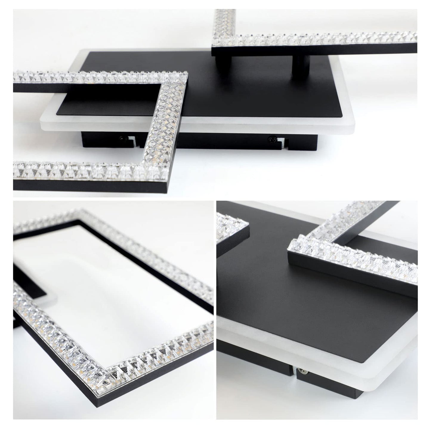 ZMH LED Deckenleuchte Deckenlampe : Schwarz Schlafzimmerlampe 46W Dimmbar Modern Wohnzimmerlampe mit Fernbedienung eckig Deckenbeleuchtung K¨¹chenlampe f¨¹r B¨¹ro Flur