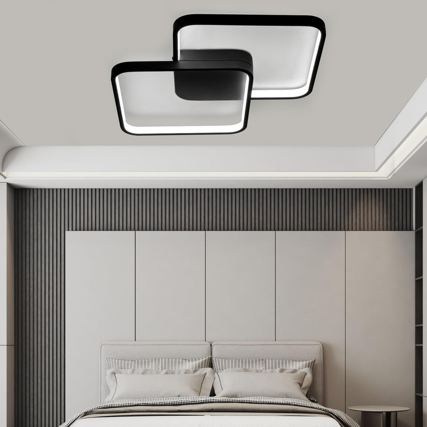 ZMH LED Deckenleuchte Wohnzimmer Deckenlampe - Schwarz Modern Wohnzimmerlampe 55W 43CM Dimmbar mit Fernbedienung Schlafzimmerlampe Metall Design k¨¹chenlampe f¨¹r Schlafzimmer Kinderzimmer